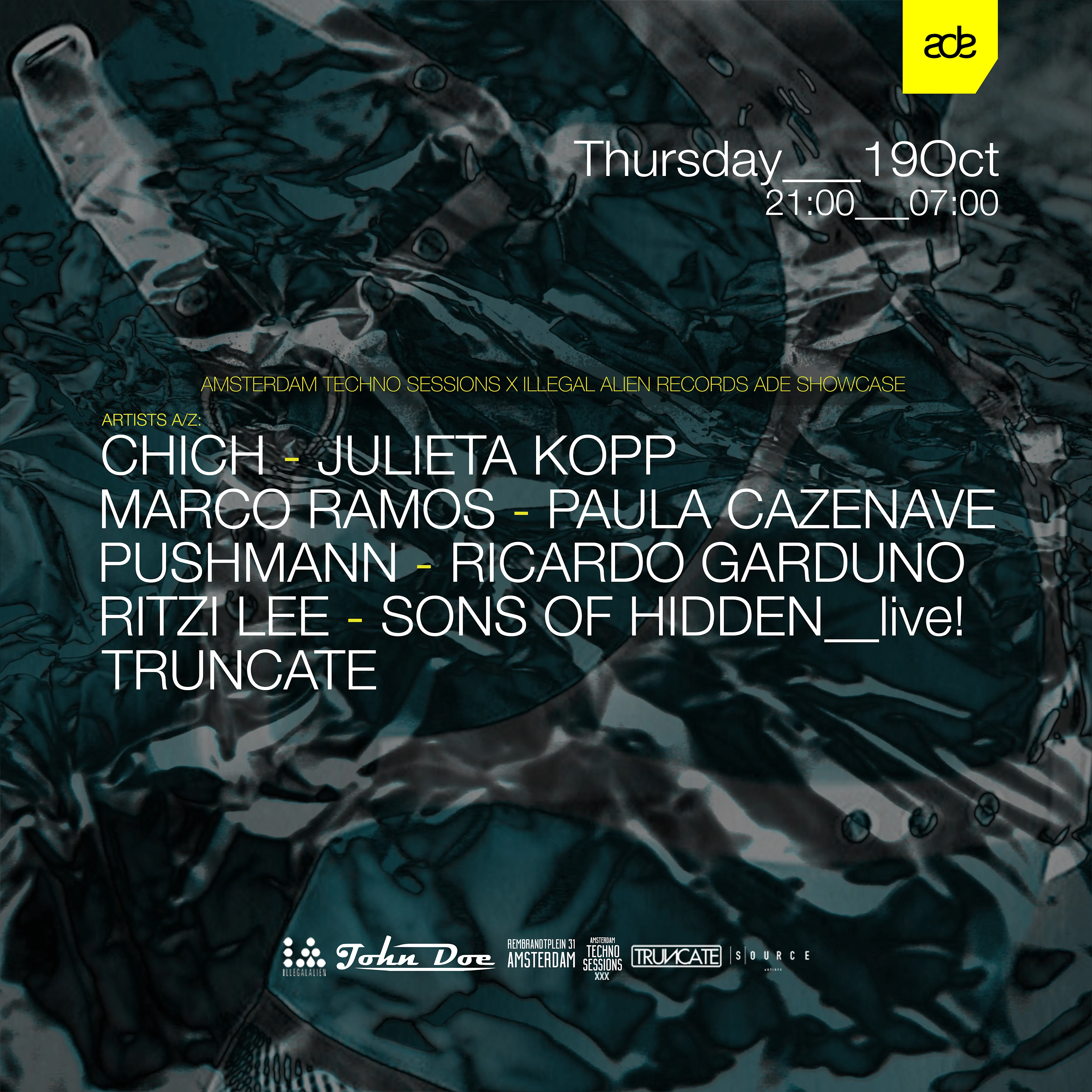 Amsterdam Techno Sessions X Illegal Alien Records Ade Event
