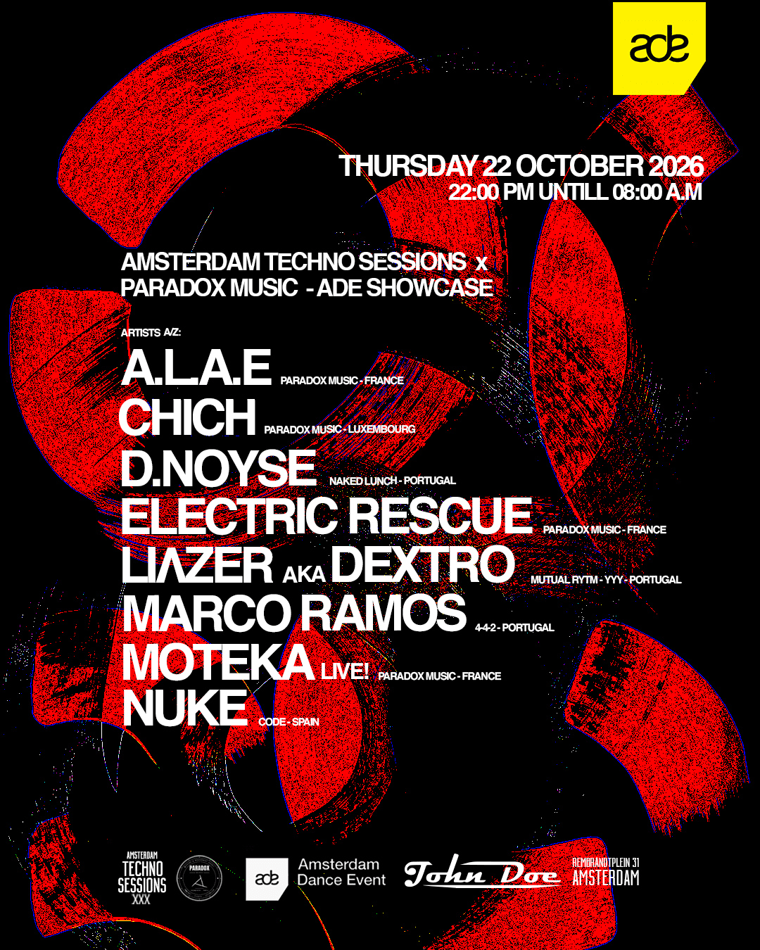 Amsterdam Techno Sessions X Paradox Music (Fr) Ade Showcase
