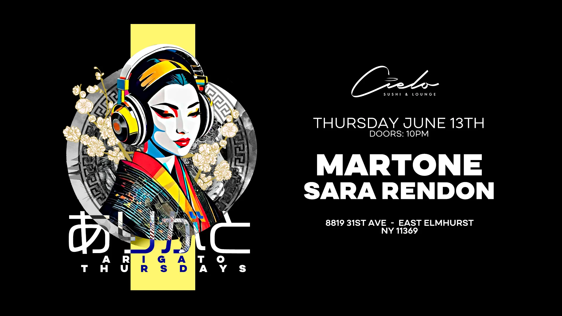 Arigato Thursdays W/ Martone & Sara Rendon