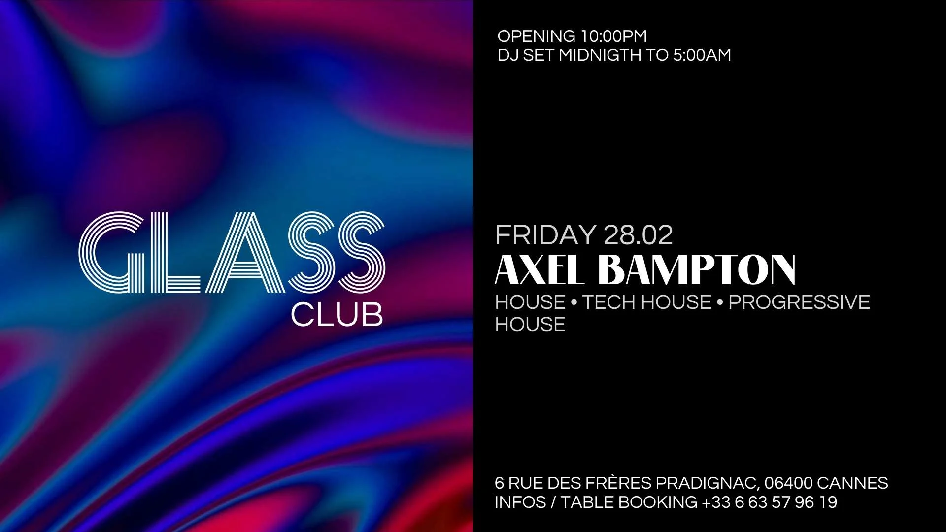 Glass Club Reçoit Axel Bampton