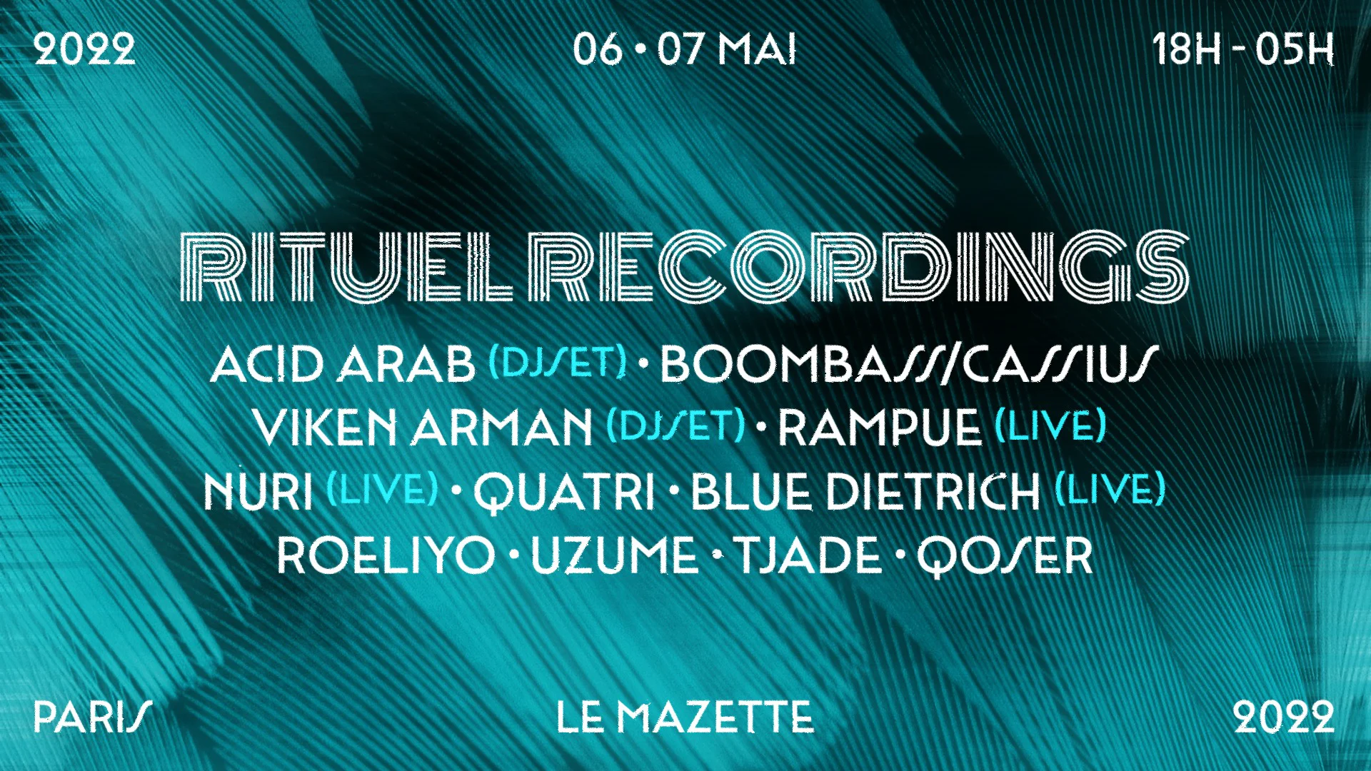 Rituel - 6 Mai : Acid Arab, Cassius/Boombass & More 