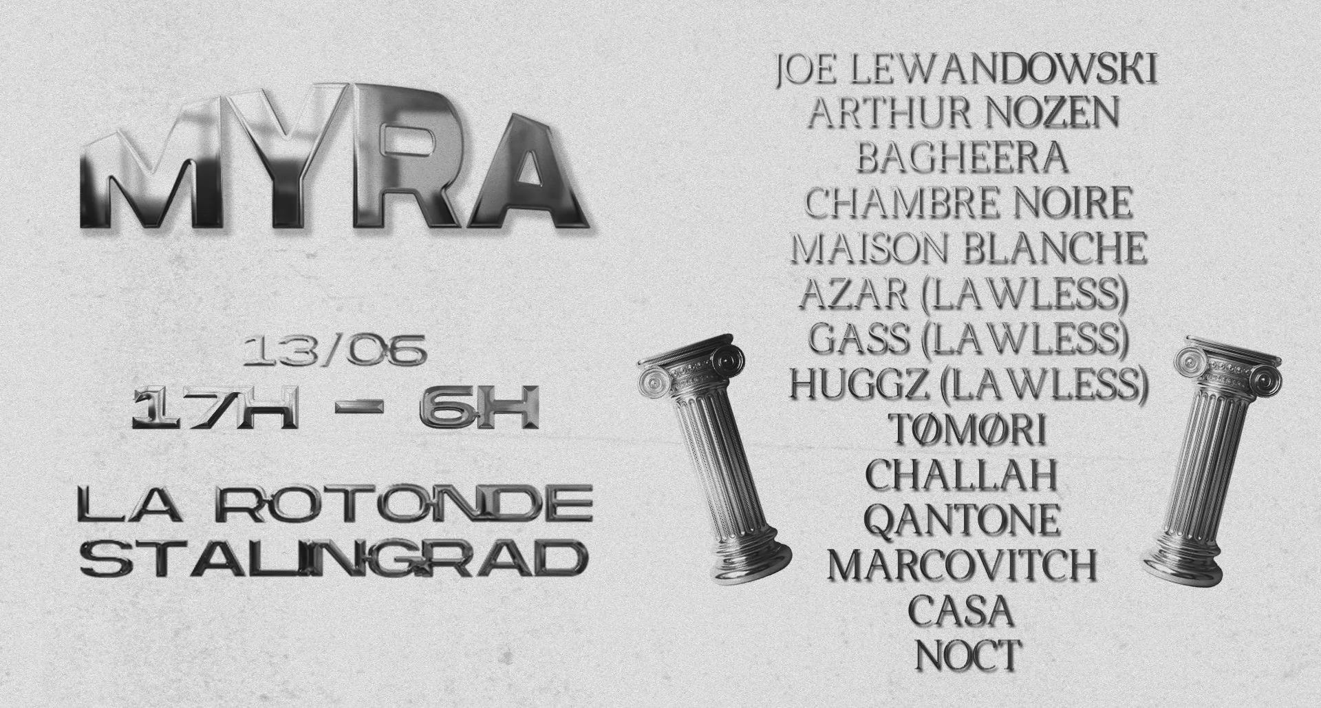 Myra · Open Air+Club · Joe Lewandowski, Chambre Noire & More