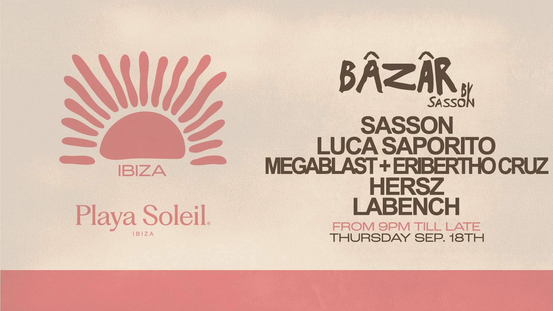 Bâzâr By Sasson @Playa Soleil | Thursday September 18th