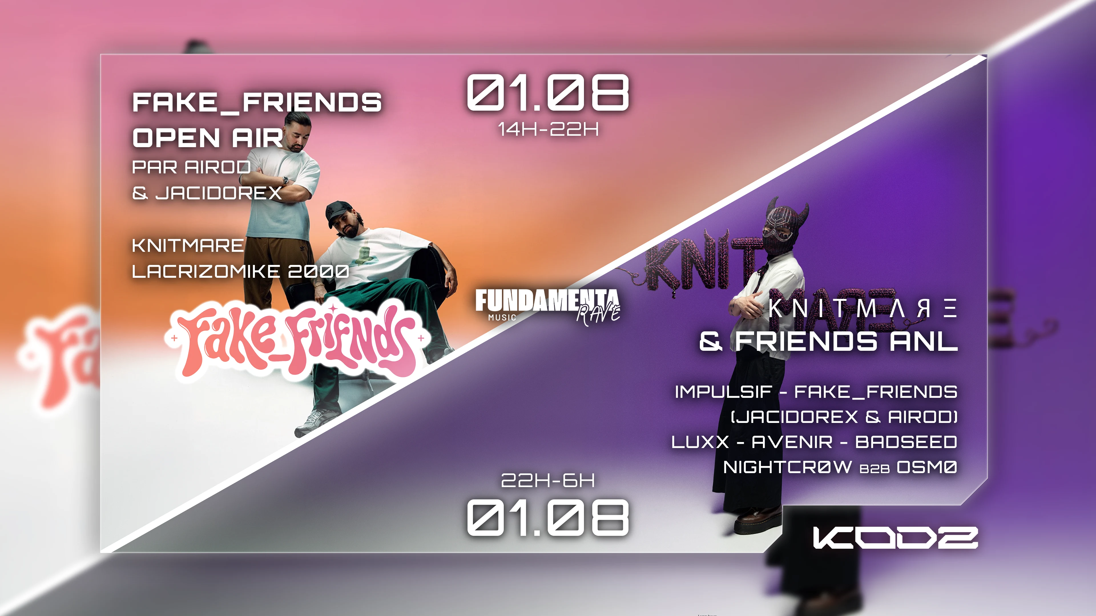 Kodz Open Air: Fake_Friends (Jacidorex-Airod) & Anl Knitmare