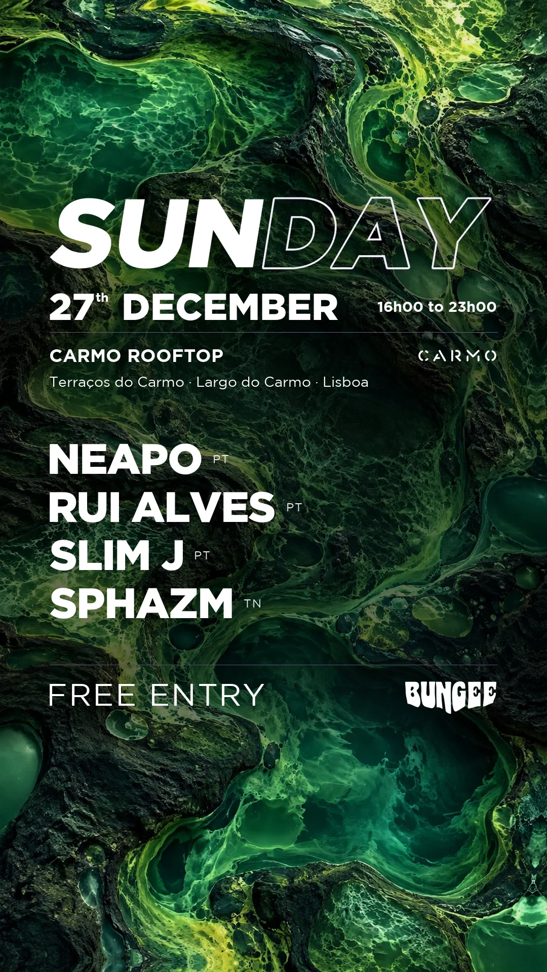 Sphazm & More | Sunday 27 Dec × Carmo Rooftop • Free Entry