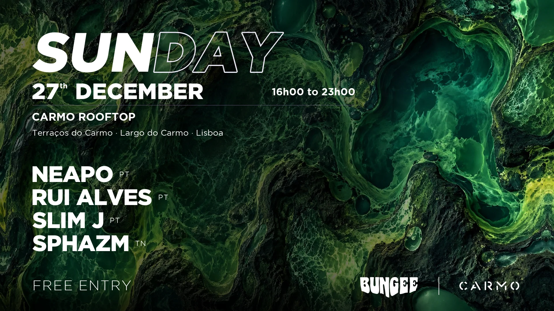 Sphazm & More | Sunday 27 Dec × Carmo Rooftop • Free Entry