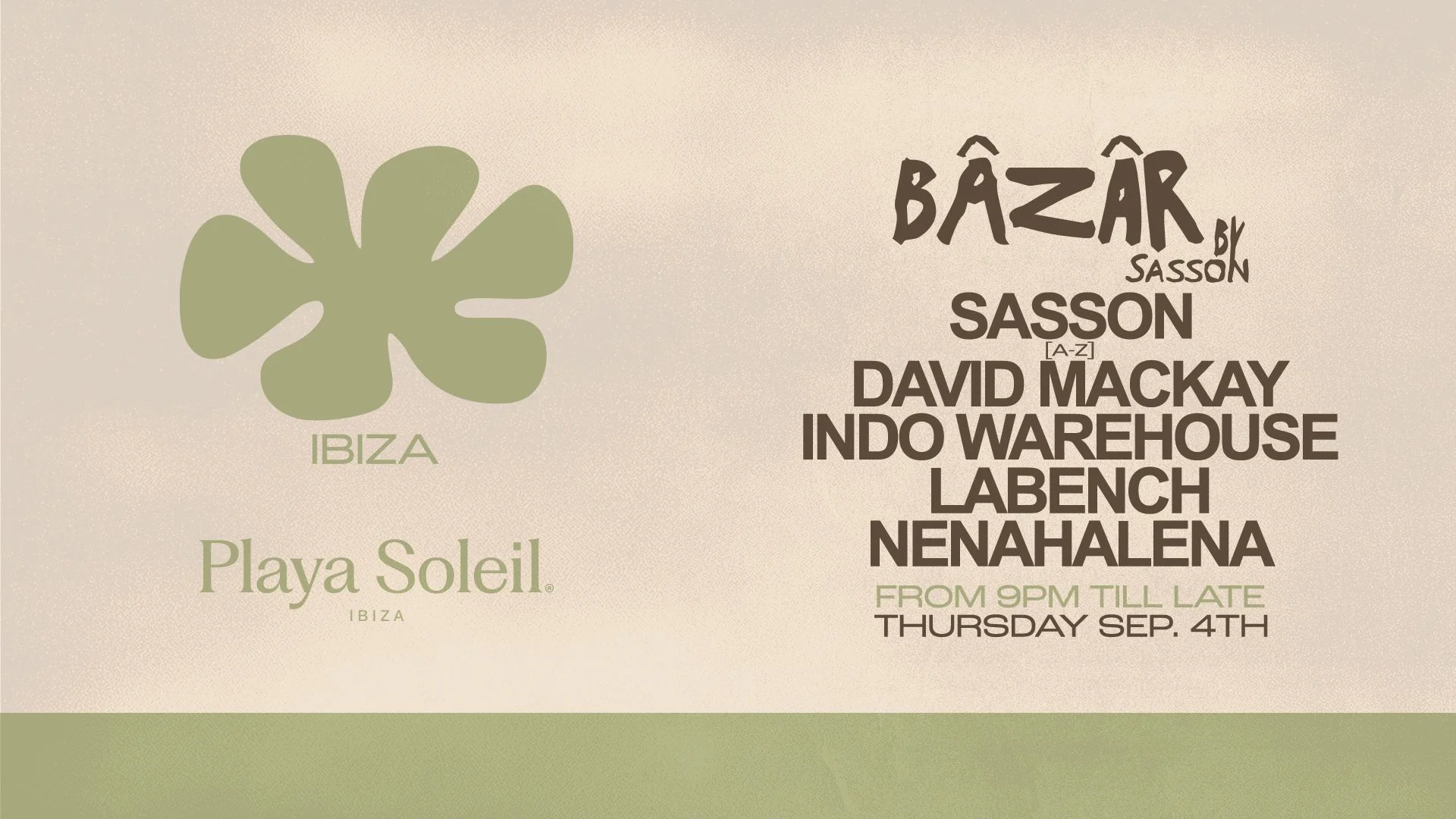 Bâzâr By Sasson @Playa Soleil | Thursday September 4th