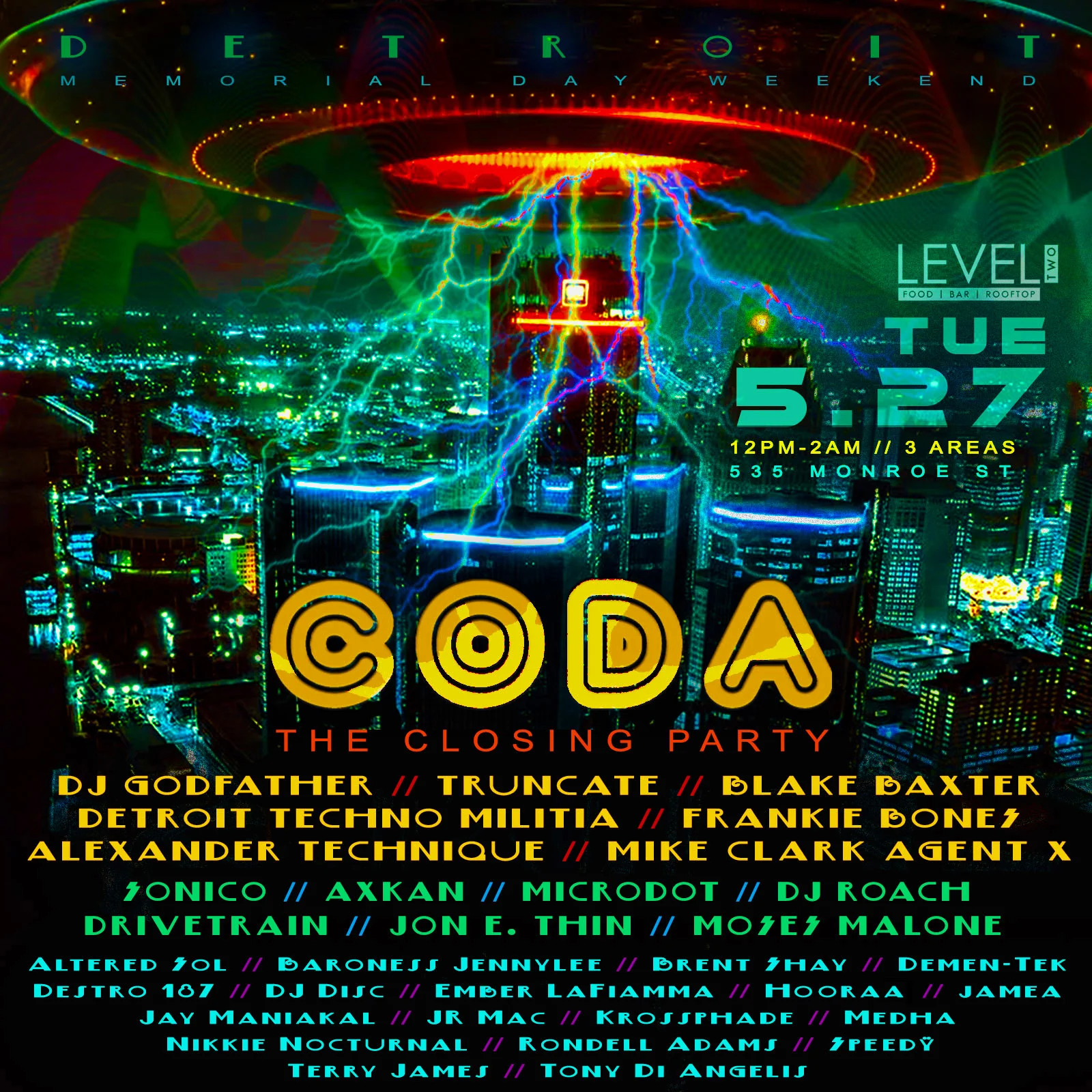 Coda: The Closing Party - 3 Areas, 30+ Djs, Downtown Detroit