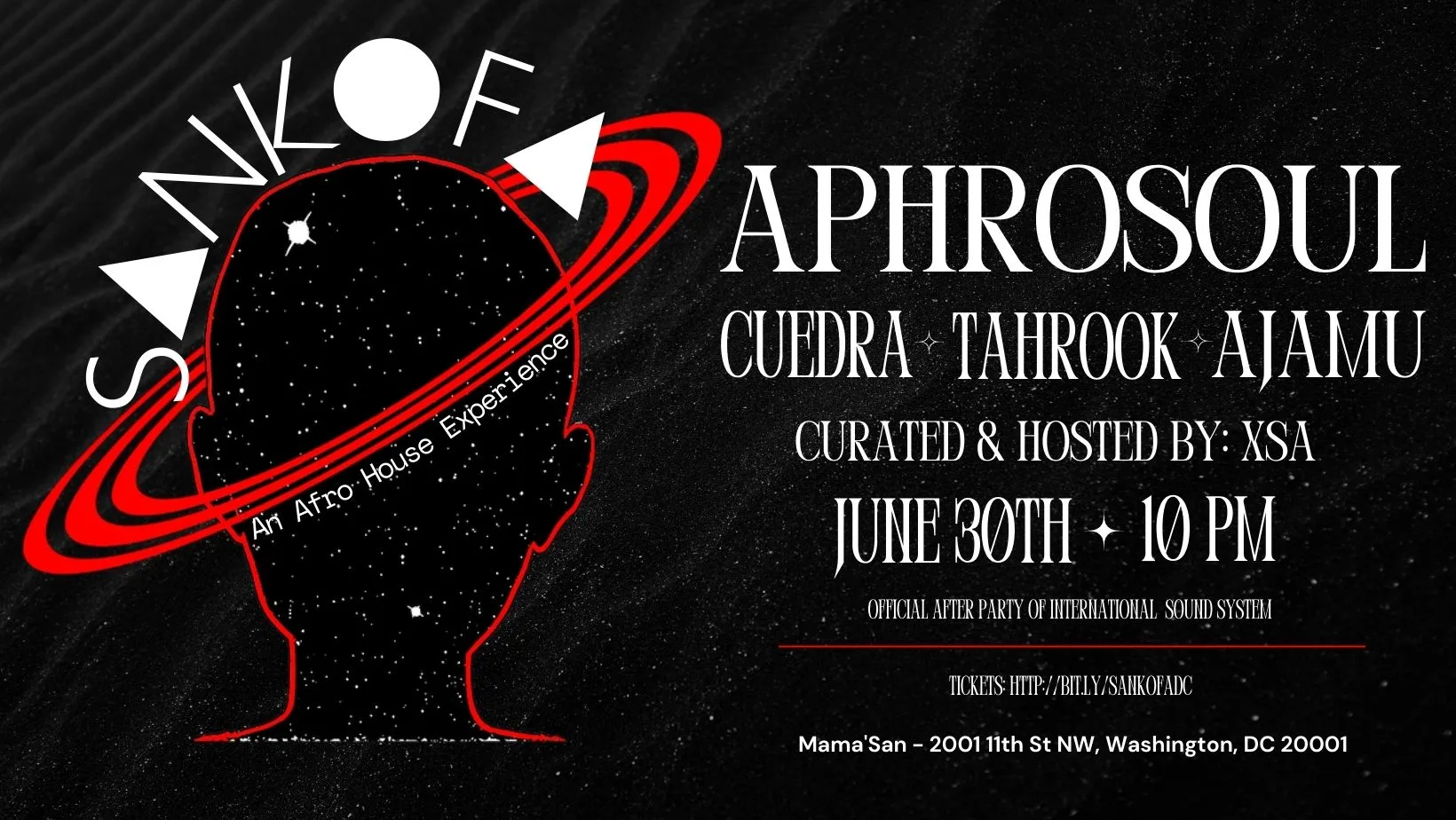 Sankofa: An Afro House Experience: W/ Aphrosoul (DC) & More
