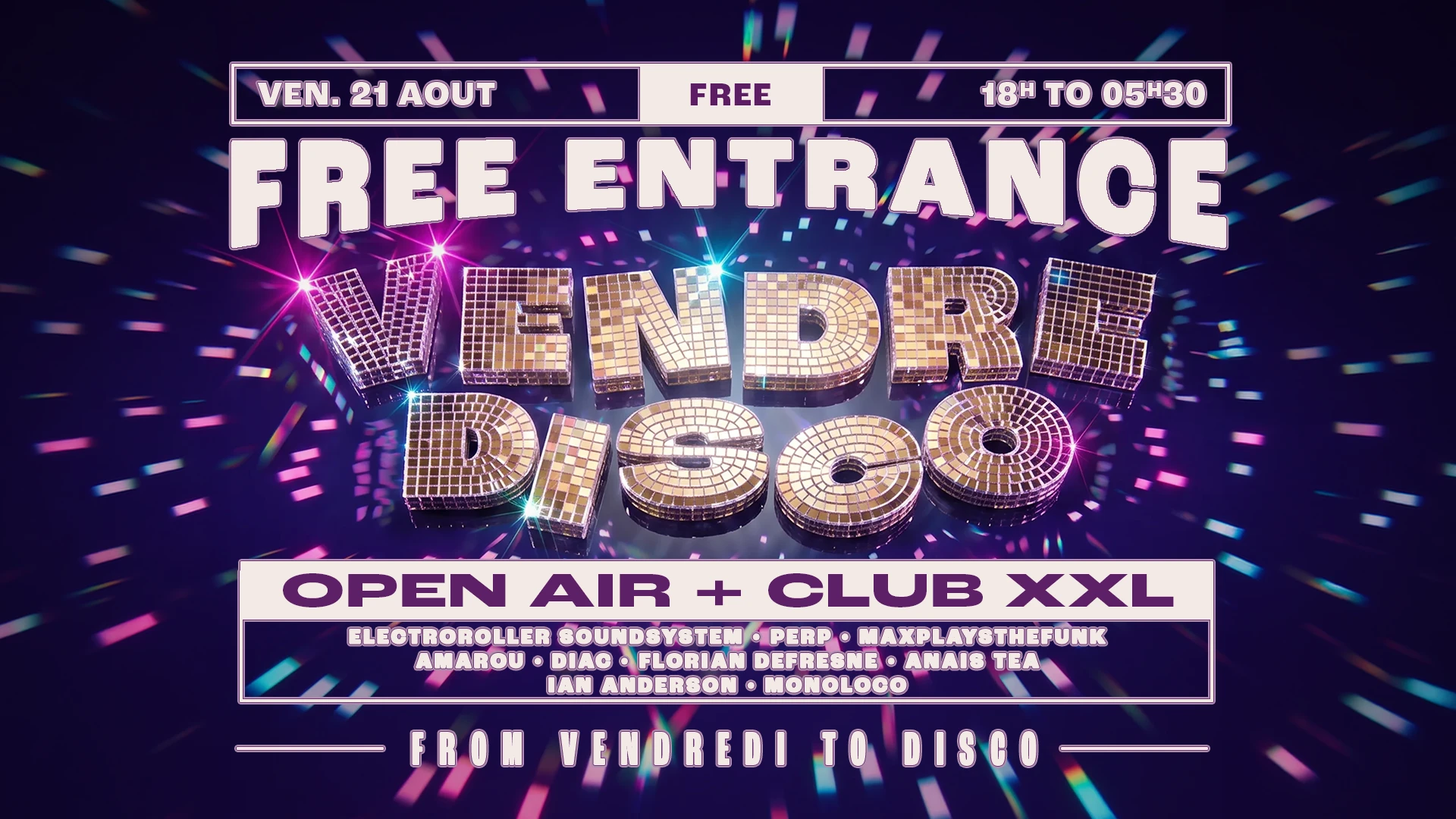 Vendredisco · Free Open Air & Club Xxl