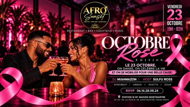 🎀✨ Afro Sunset — Octobre Rose Edition ✨🎀