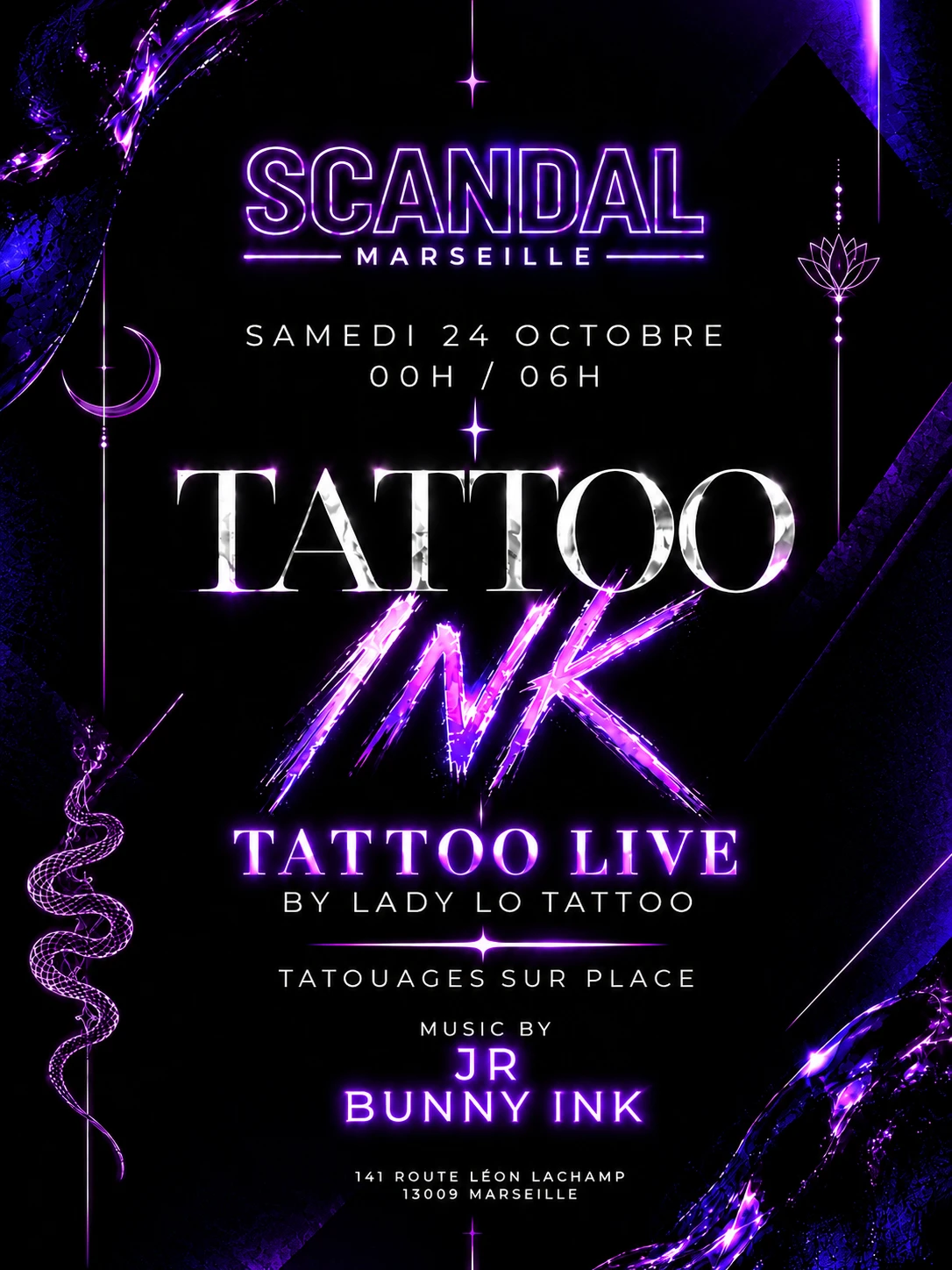 Samedi 24 Octobre - Tattoo Ink - Tattoo Live - Dj Jr / Bunny