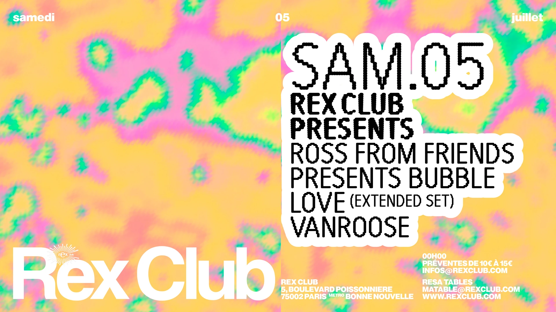 Rex Club Presents: Ross From Friends Presents Bubble Love