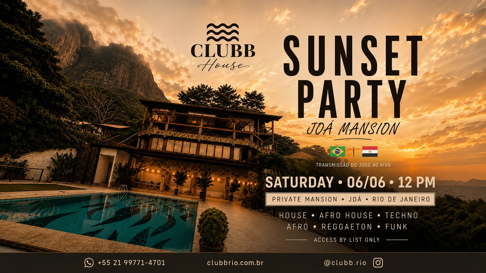 Clubb House • Joá Mansion Sunset Party
