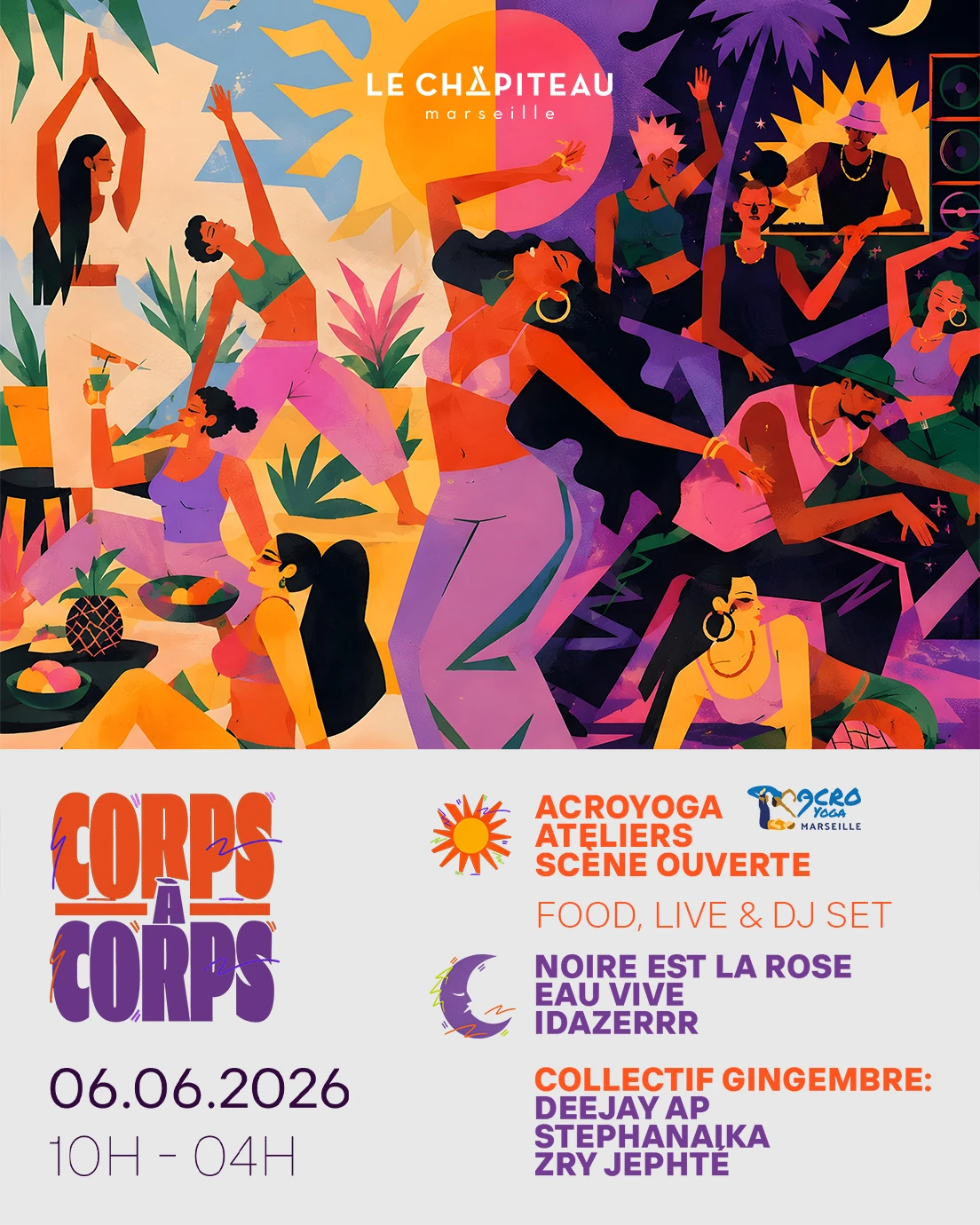 Corps À Corps :  Open Air + Club / Acroyoga, Live & Dj Sets