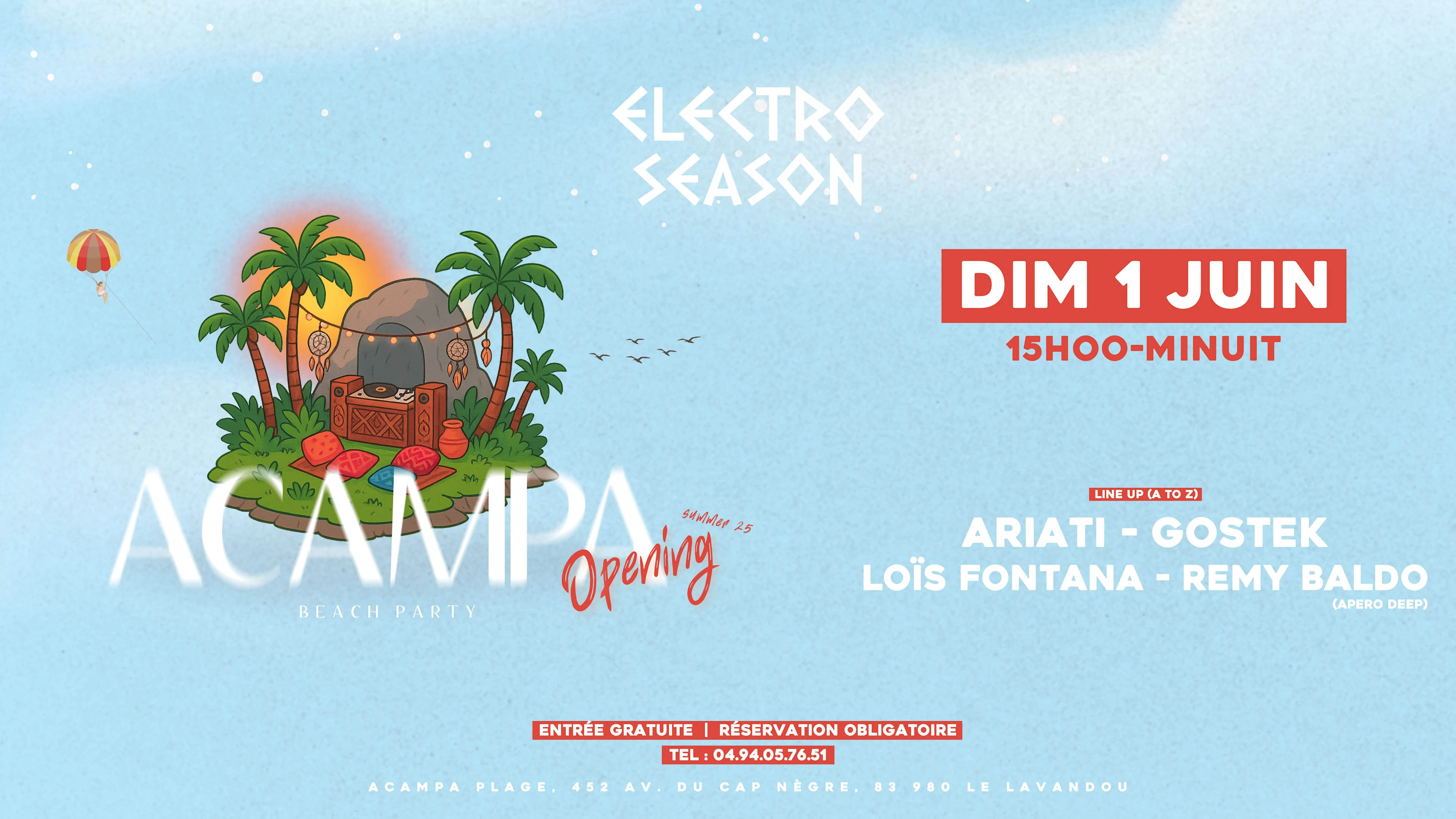 Electro Season @ Acampa Beach Party - Dim 1 Juin