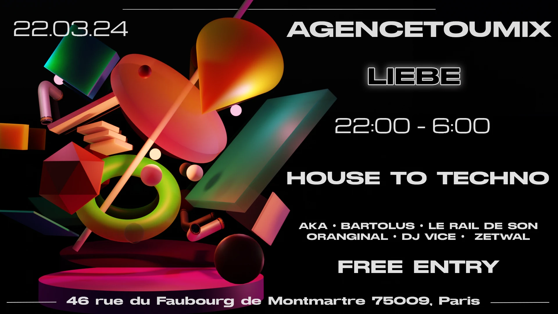 Technolove: Agencetoumix Invite Aka @ Liebe [Techno/Gratuit]
