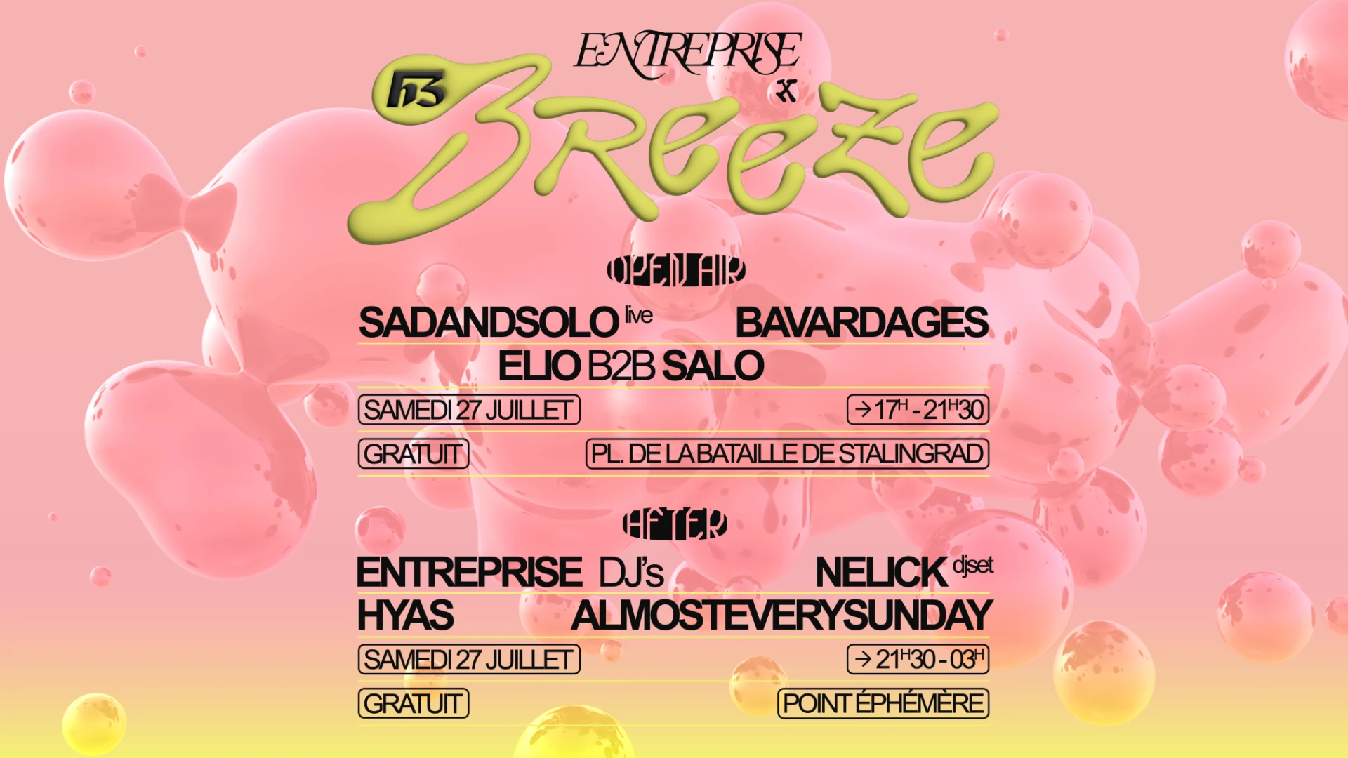 H3 Breeze X Entreprise [Open Air + Club] Gratuit