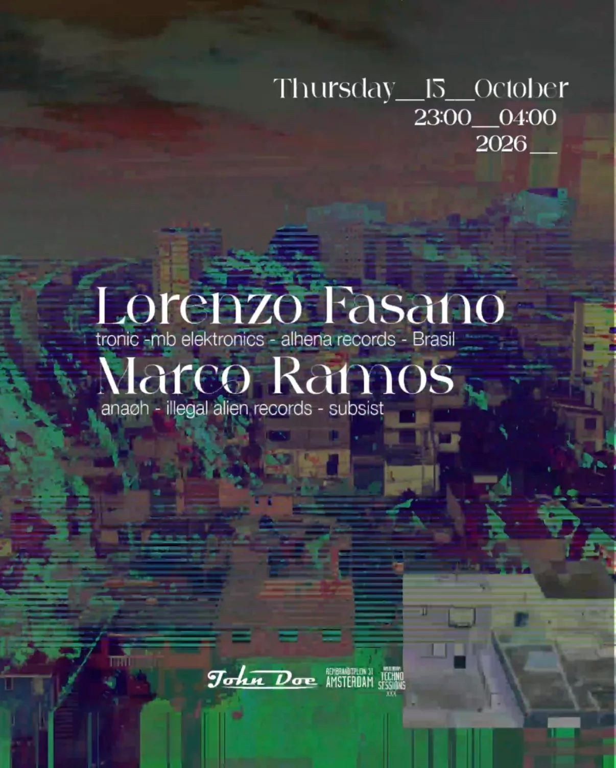 Amsterdam Techno Sessions W/ Lorenzo Fasano (Tronic) Br