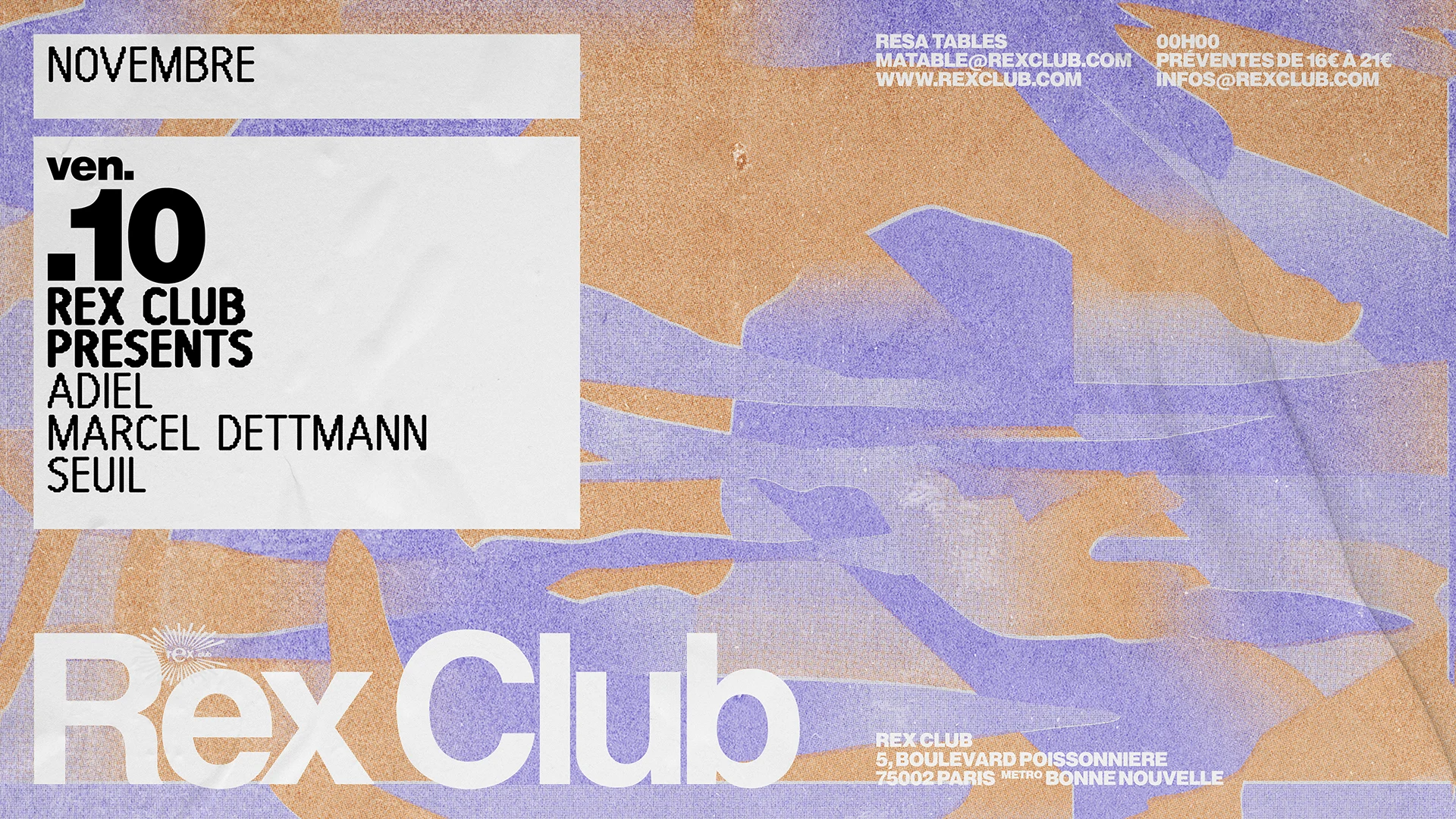 Rex Club Presents: Adiel, Marcel Dettmann, Seuil