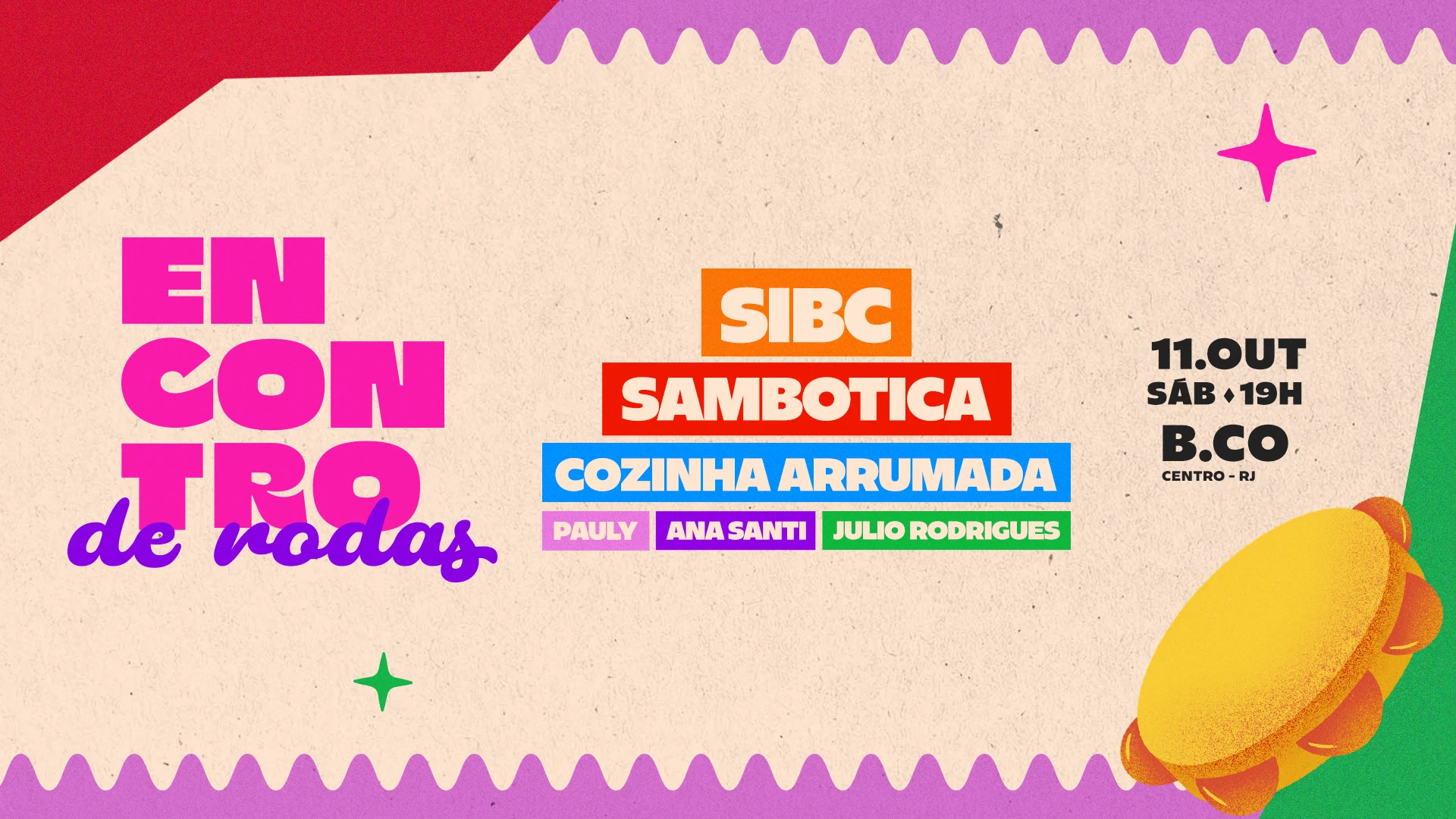 Encontro De Rodas | 11/10•Bco | Sibc, Sambotica, Cozinha &+