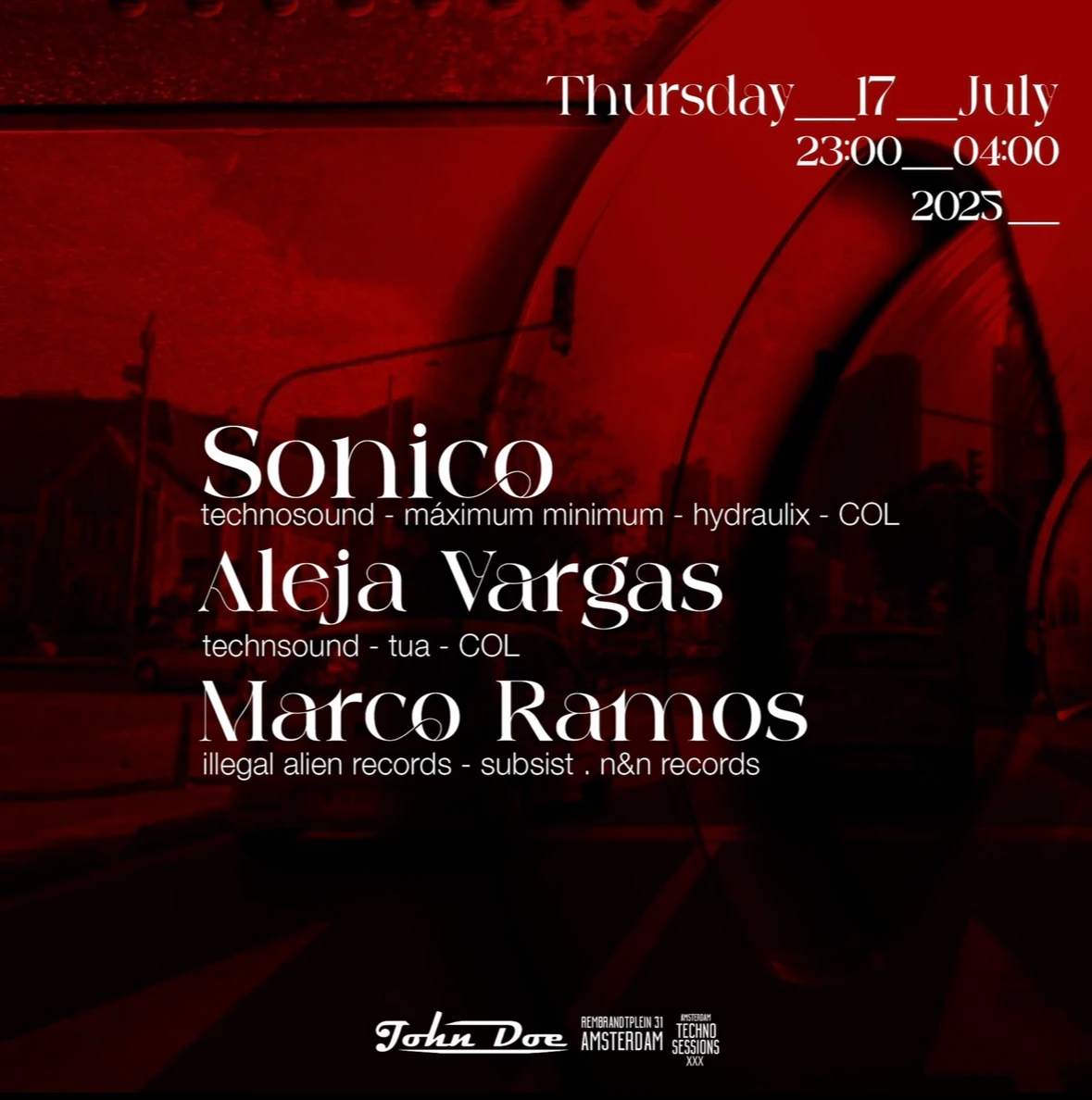 Amsterdam Techno Sessions W/ Sonico & Aleja Vargas-Colombia