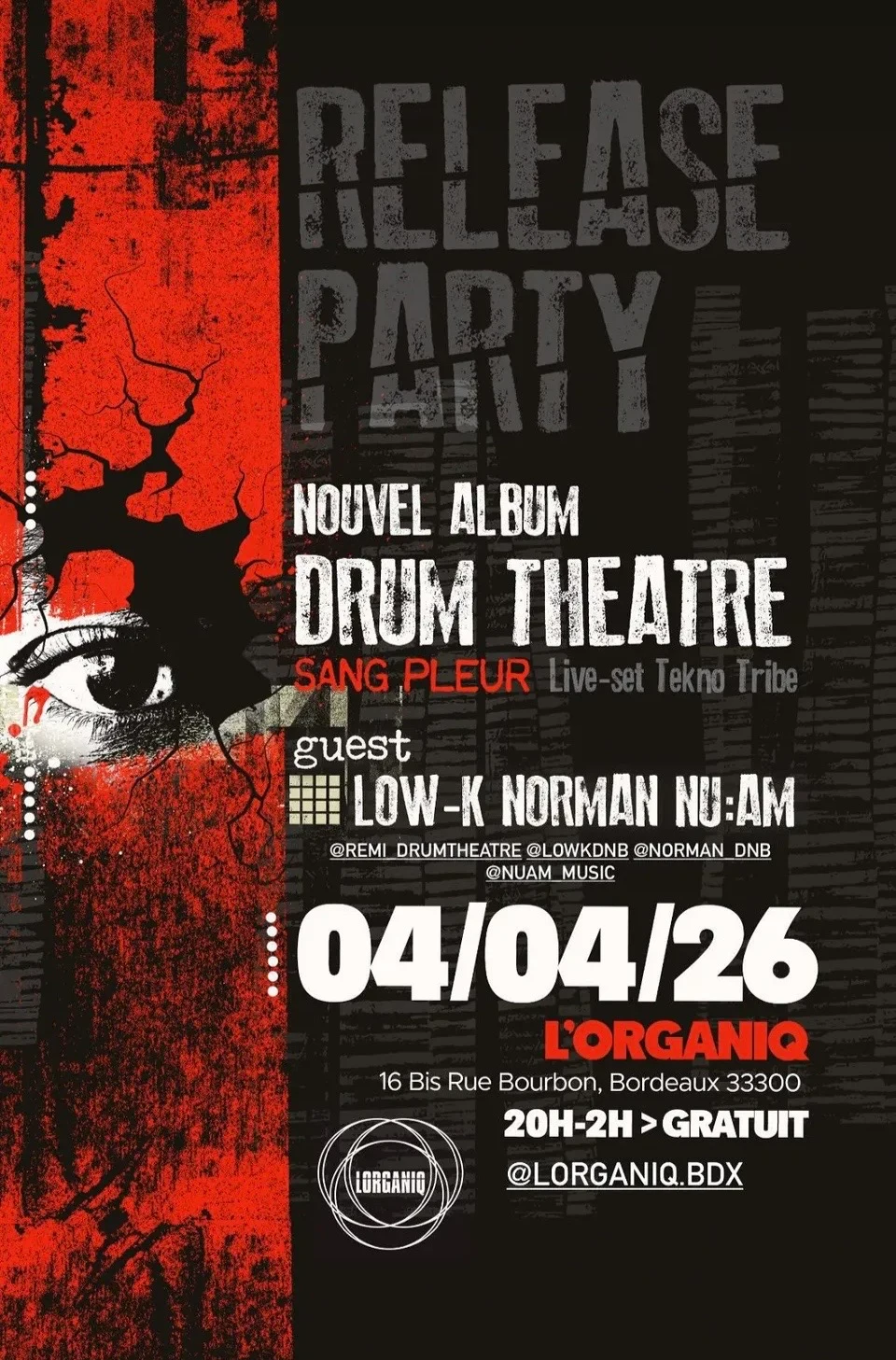 Sang Pleur Lp Release By Drum Theatre W/Low-K, Norman, Nu:Am