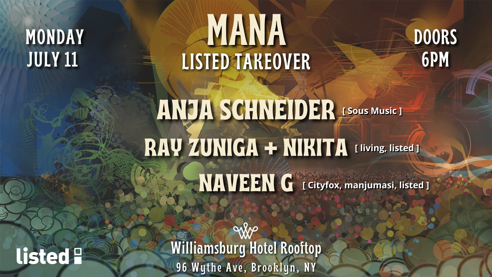 Mana: Listed W/ Anja Schneider, Ray Zuniga, Nikita, Naveen G