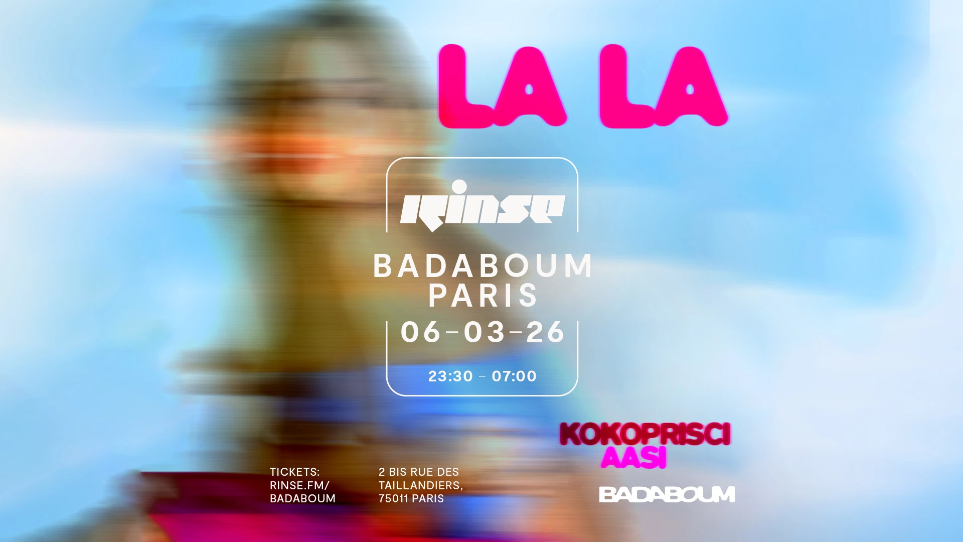 Club — Rinse: La La, Aasi, Kokoprisci