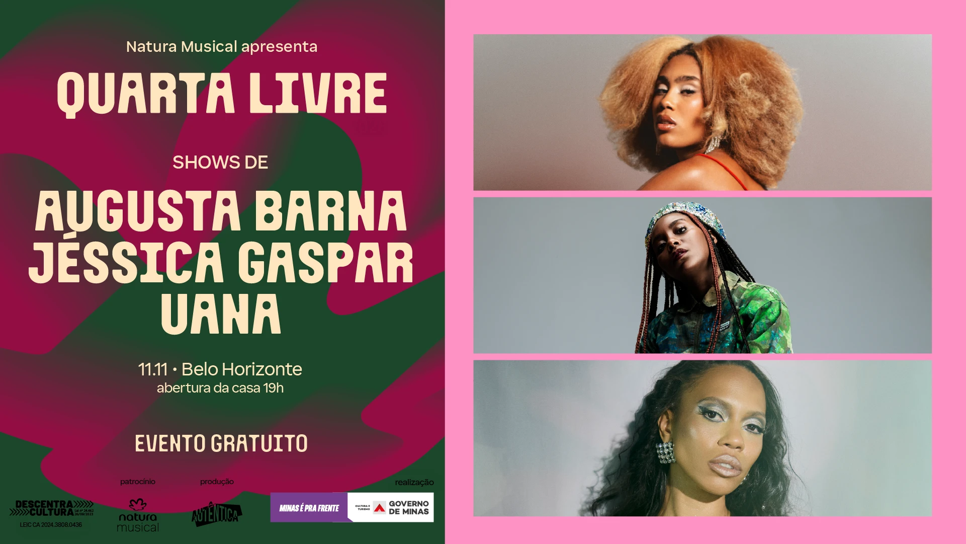 Quarta Livre Apresenta Augusta Barna | Jéssica Gaspar | Uana