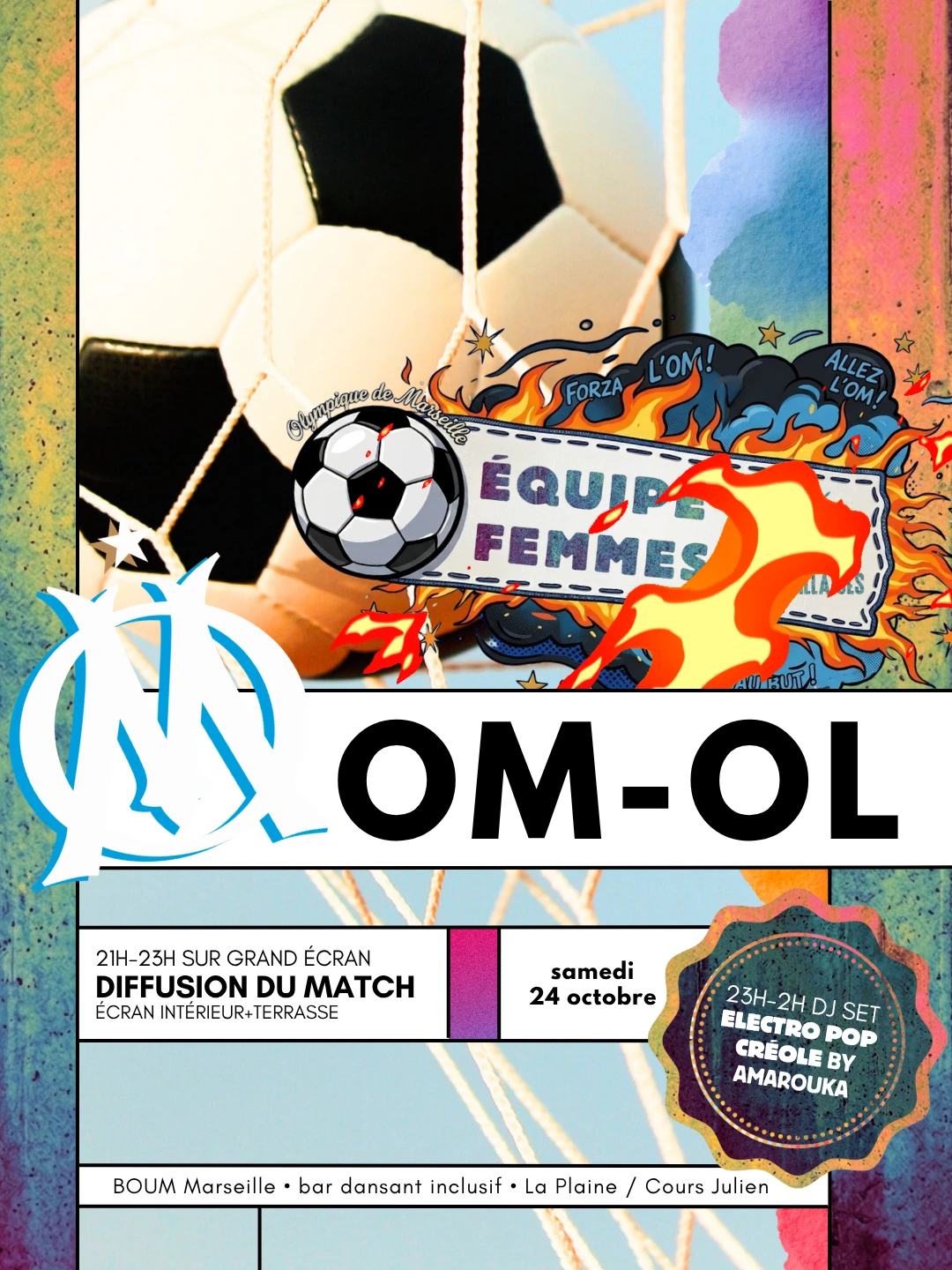 Diffusion Du Match Om-Ol (Femmes) + Dj Set Pop Créole