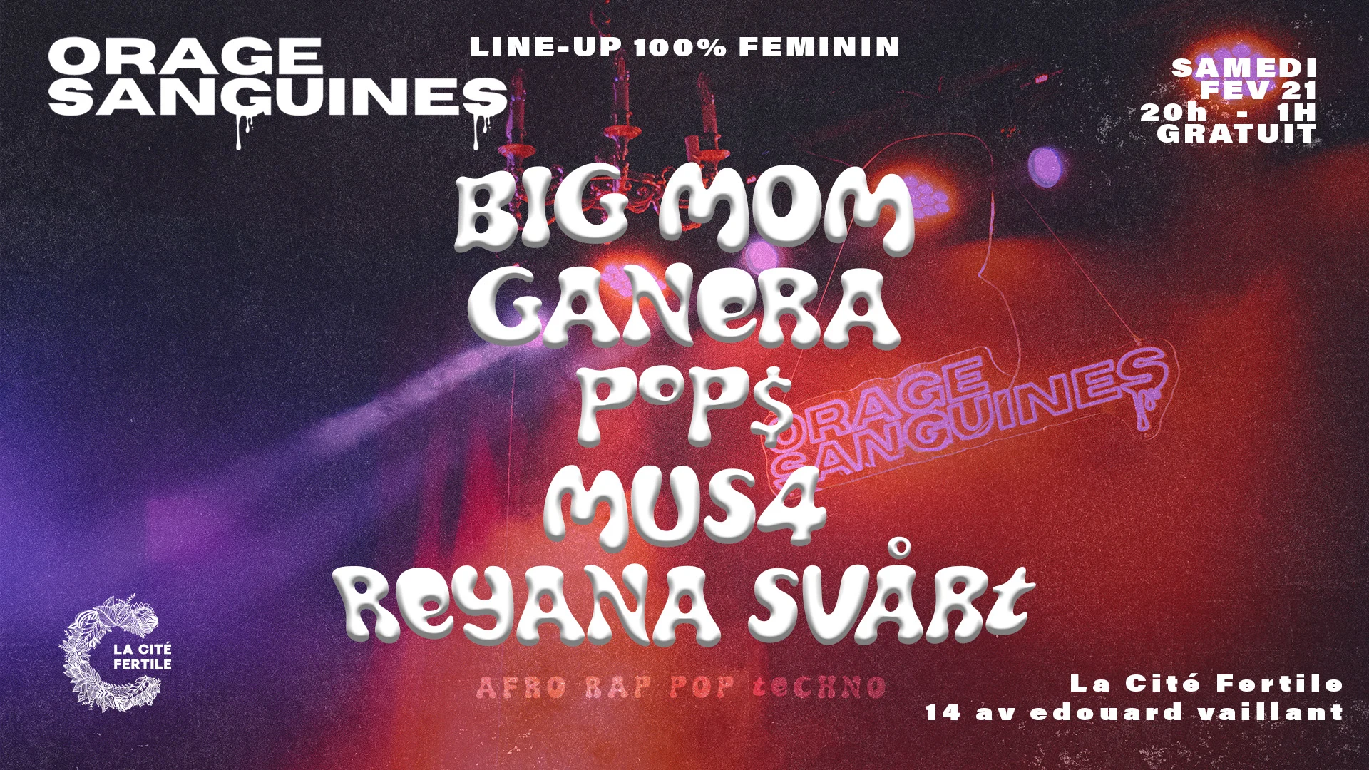 Orage Sanguines | Line-Up 100% Feminine | Dj X Concerts