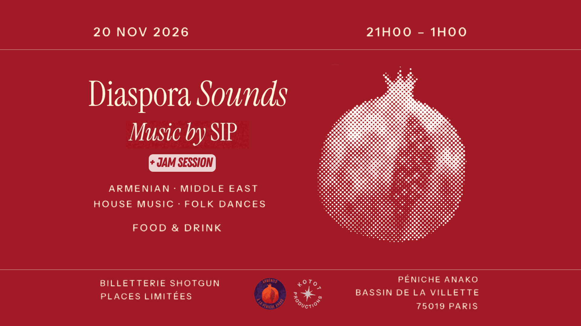Dj Sip + Jam Session - "Diaspora Sounds" À La Péniche Anako