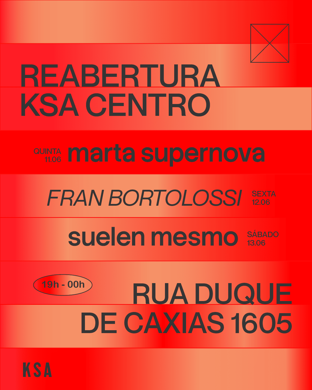 Reabertura Ksa Centro - Qui 11.06 - Dj Set Marta Supernova