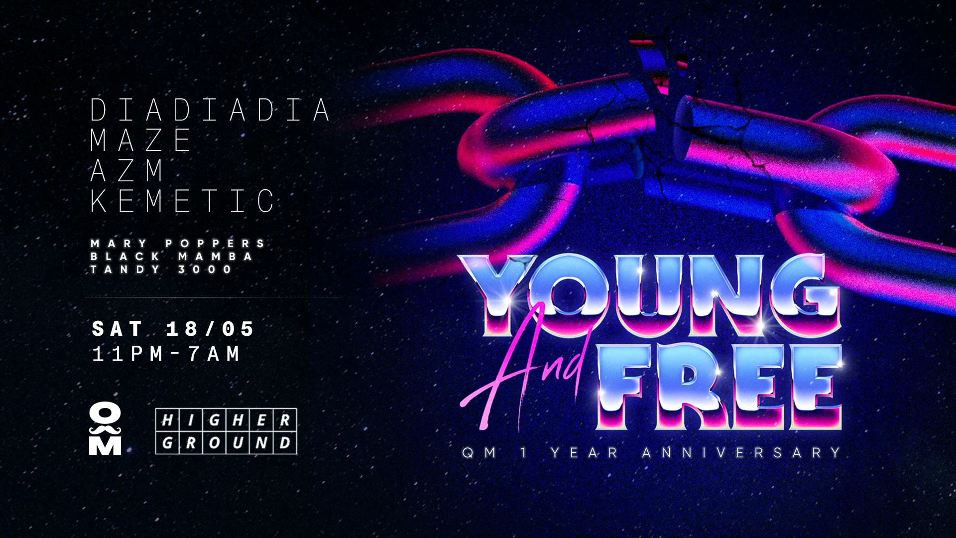 Quee(R)N Moustache: 1 Year Anniversary "Young & Free"