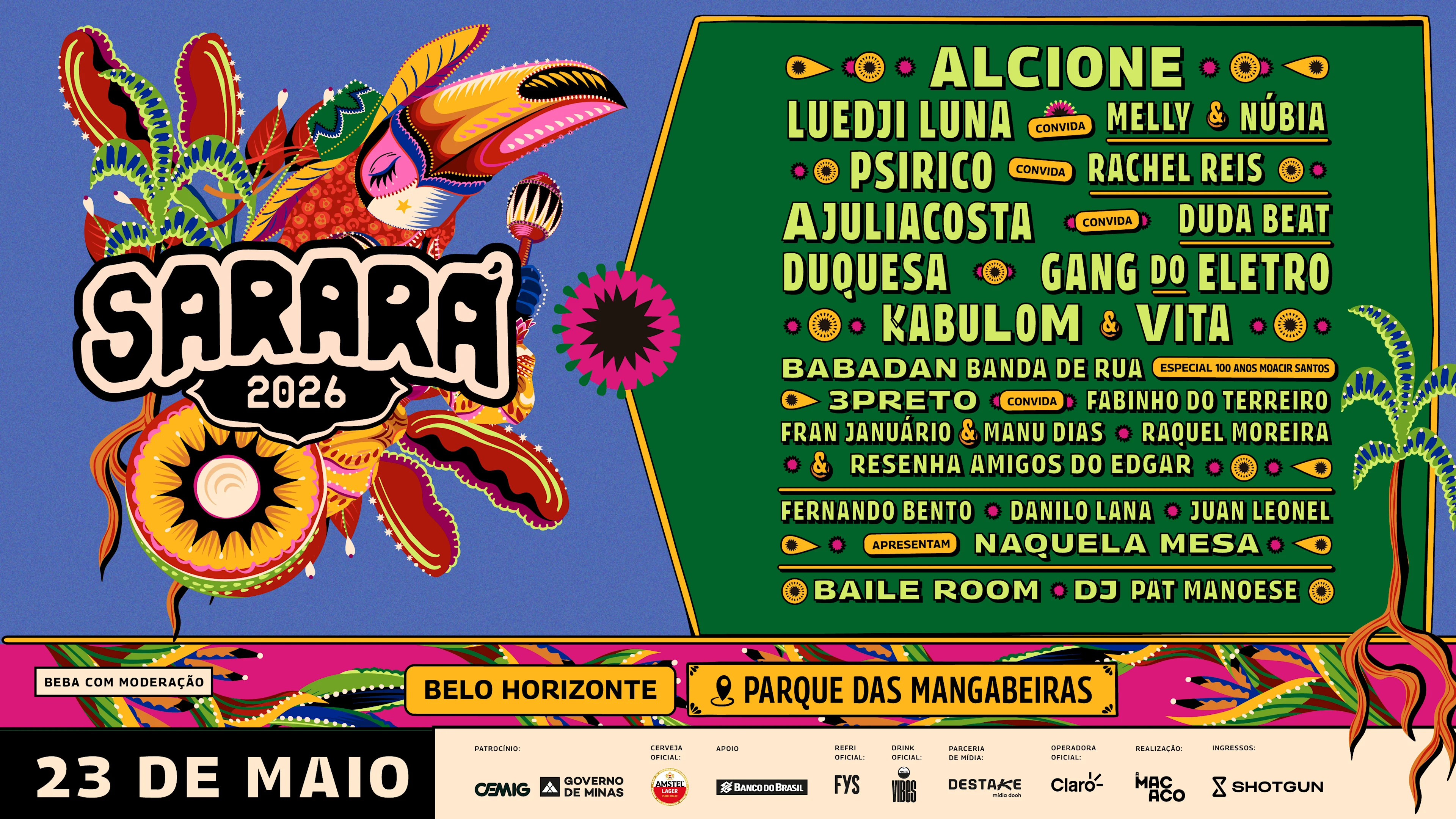 Festival Sarará 2026 | Alcione, Luedji Luna, Ajuliacosta E +