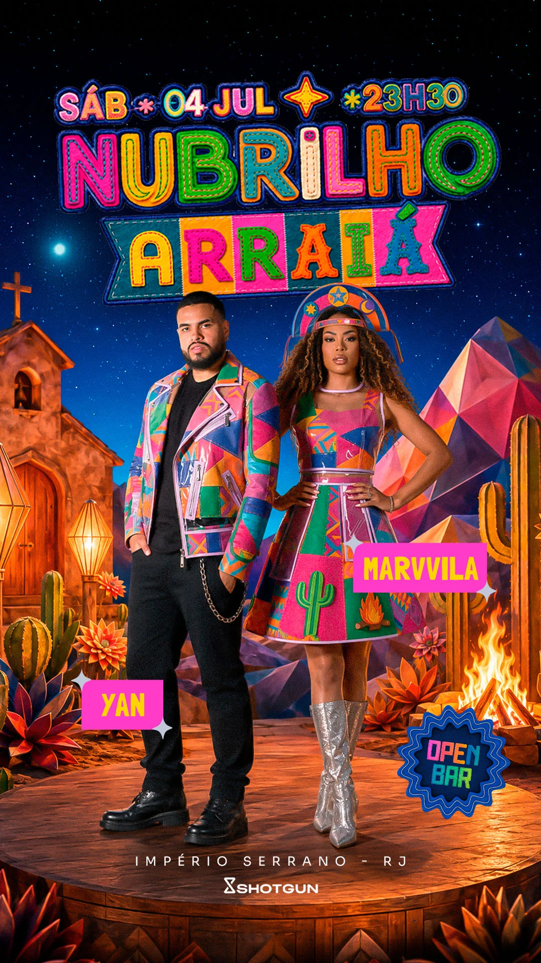 Nubrilho Arraiá - Yan E Marvvila | Open Bar | Festa Até 9h