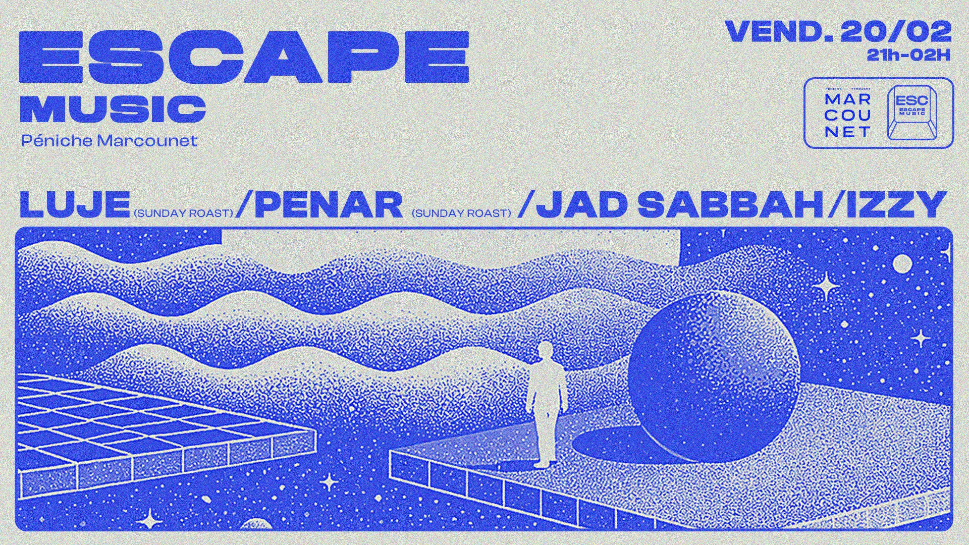 Escape Music Invite Sunday Roast - Péniche Marcounet