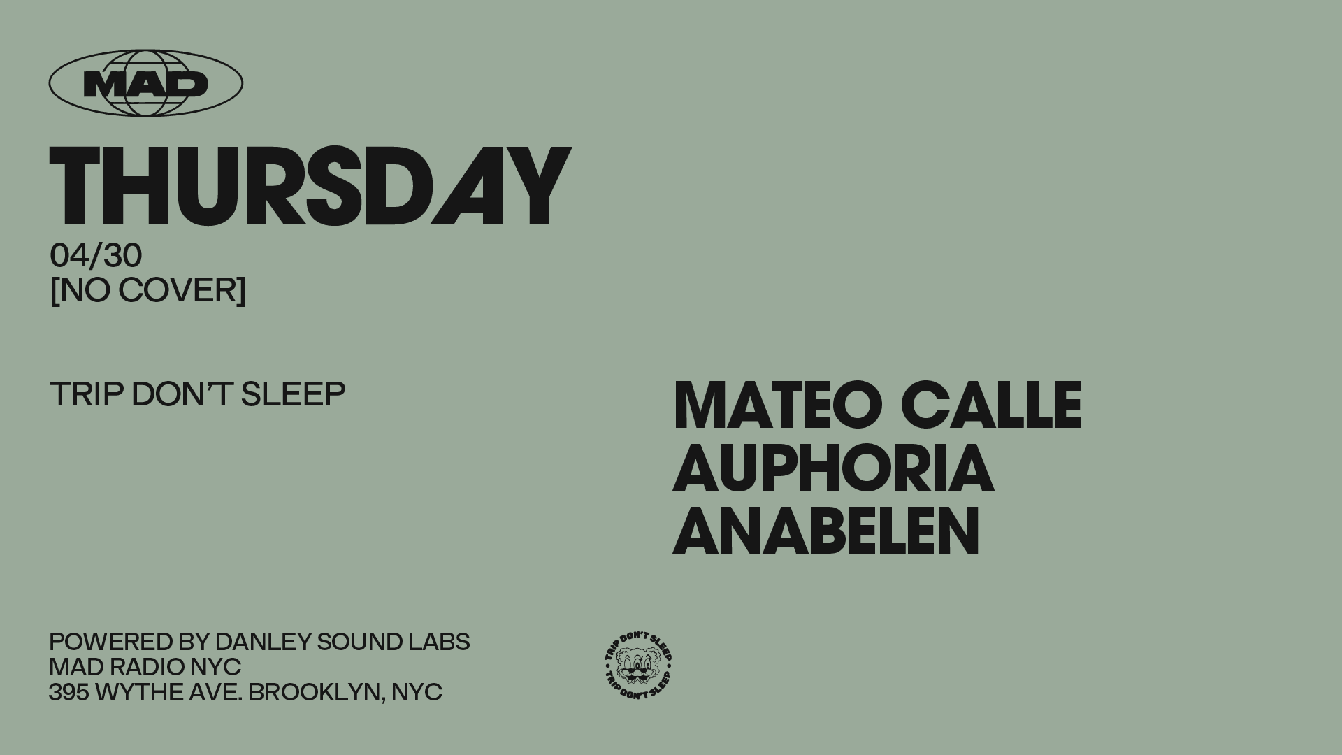 Trip Don't Sleep: Mateo Calle / Auphoria / Anabelen