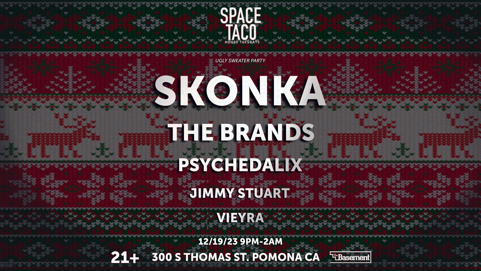 Space Taco!! Ugly Sweater Party W The Brands, Skonka+