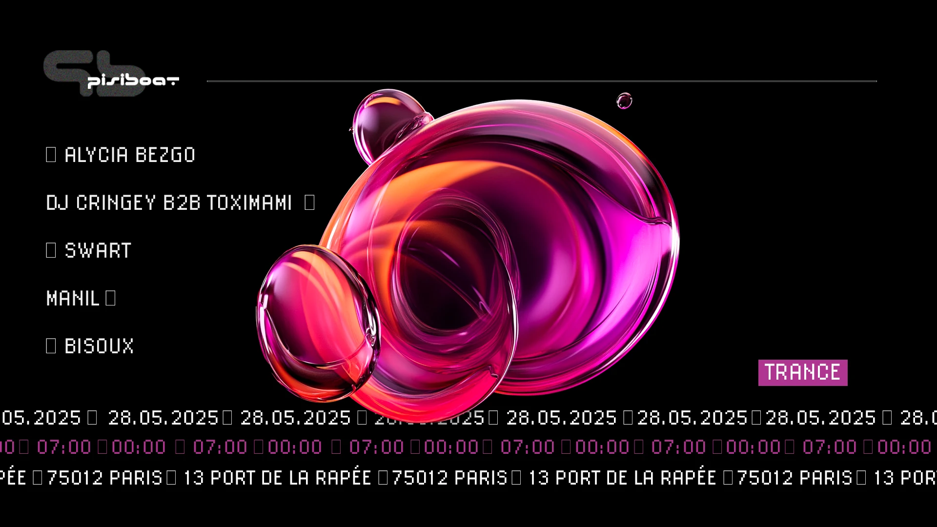 Pisiboat :Alycia Bezgo, Dj Cringey & Toximami, Swart, Bisoux