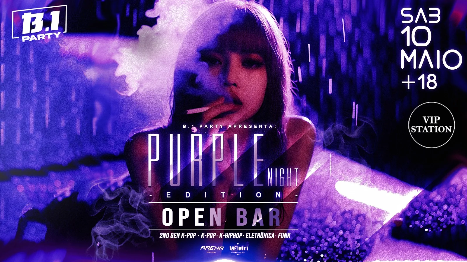 B.1 Party - 3 Edição - Purple Night - Open Bar
