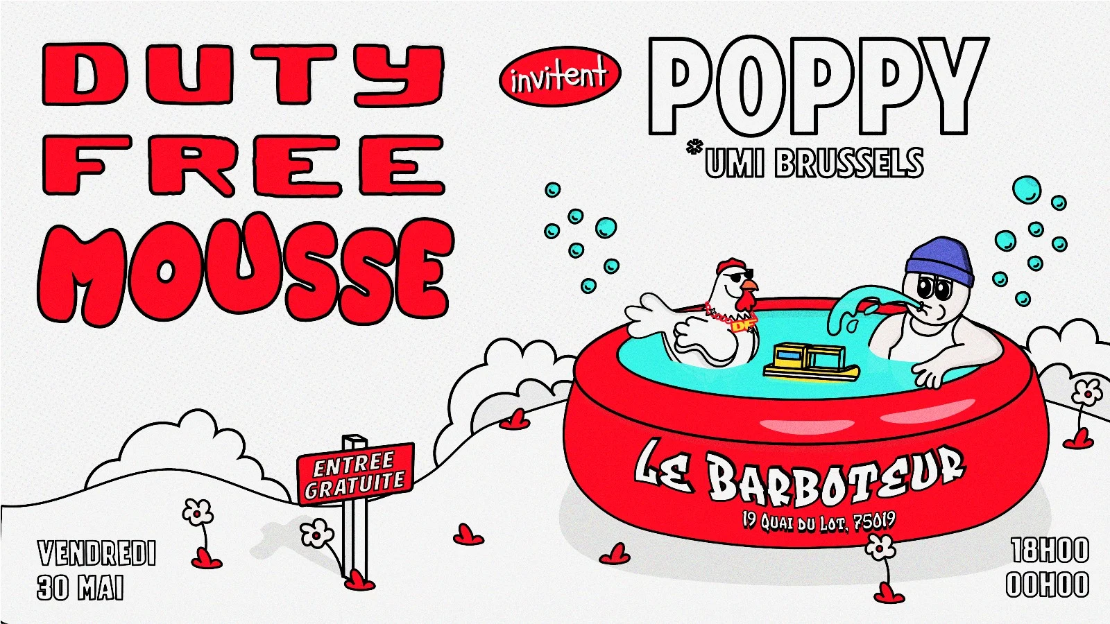Duty Free Mousse : Open Air Avec Poppy @ Canal Barboteur