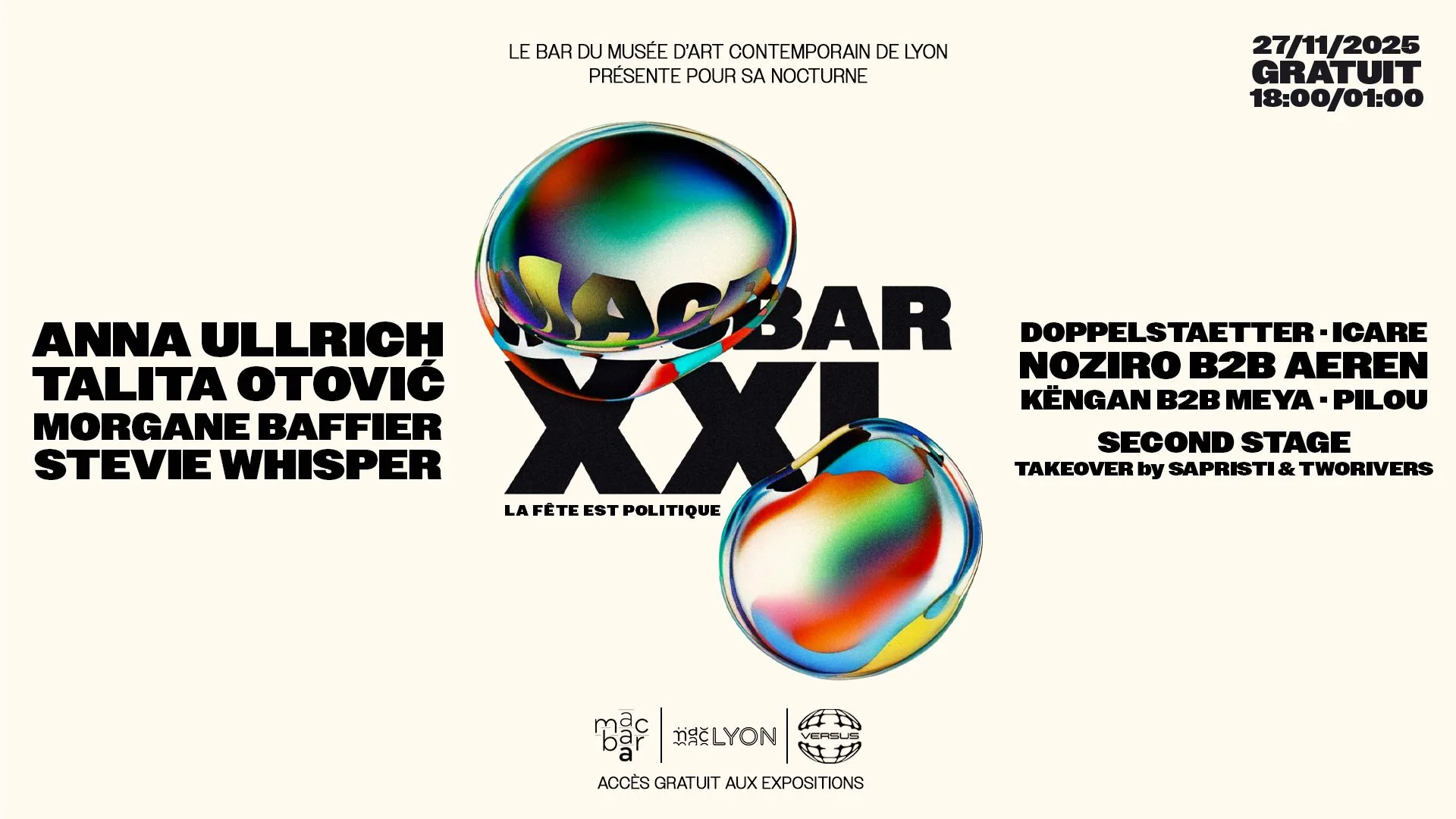 Macbar Xxl : Nocturne "La Fête Est Politique" By Versus