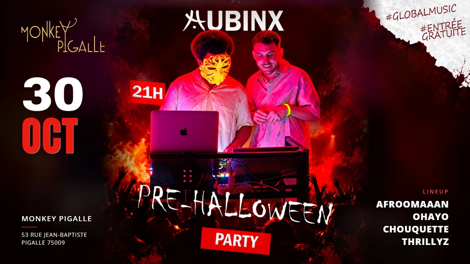 Monkey Pigalle X Aubinx — Pre-Halloween Party