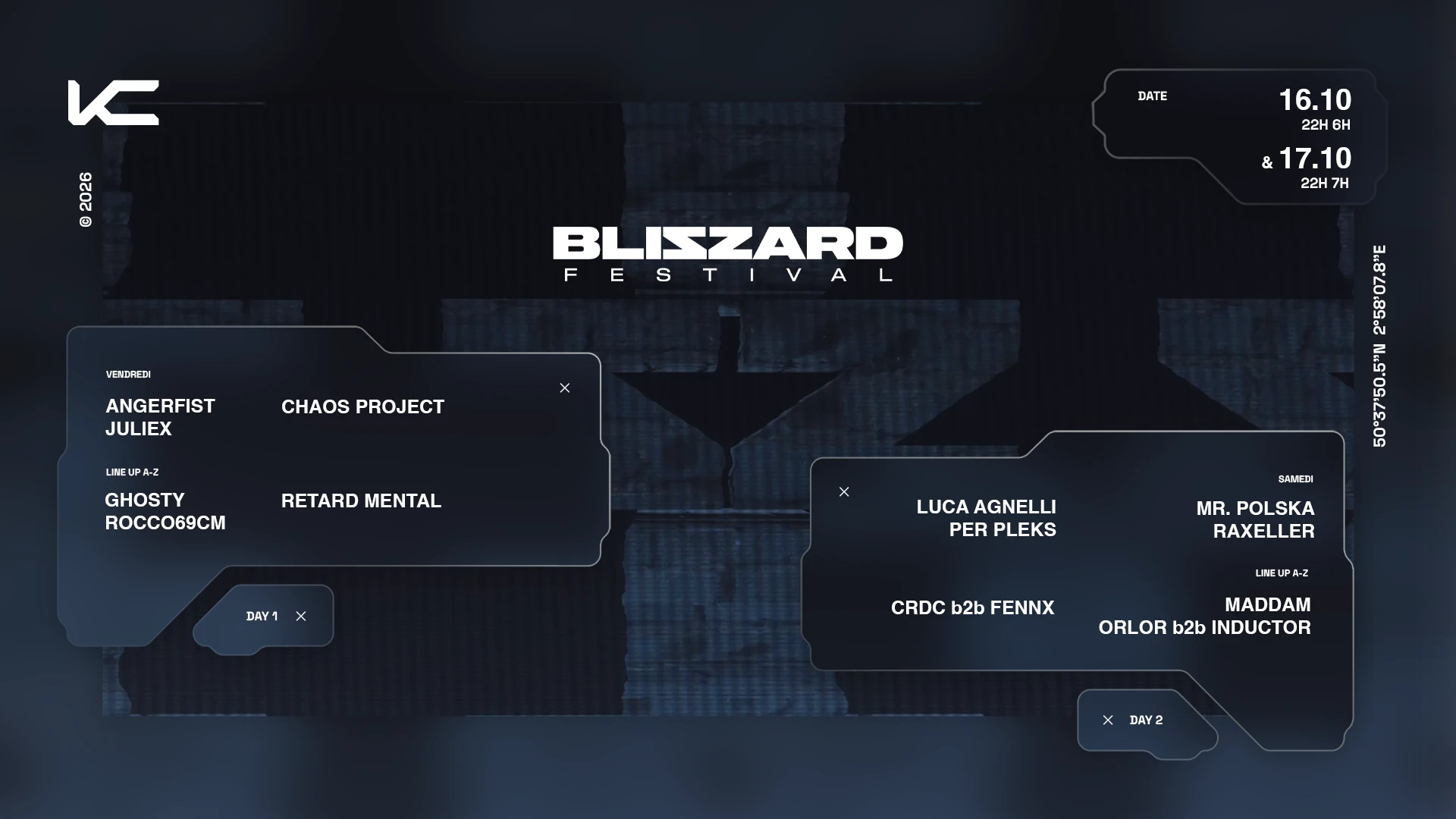 Kodz X Blizzard Festival : Angerfist, Luca Agnelli & More