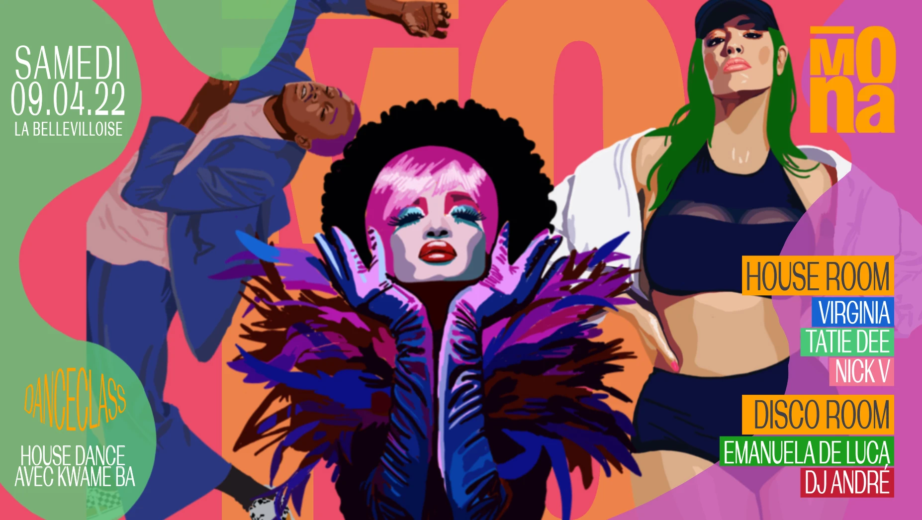 Mona W/ Virginia, Tatie Dee, Nick V, André, Emanuela De Luca, Kwame Ba
