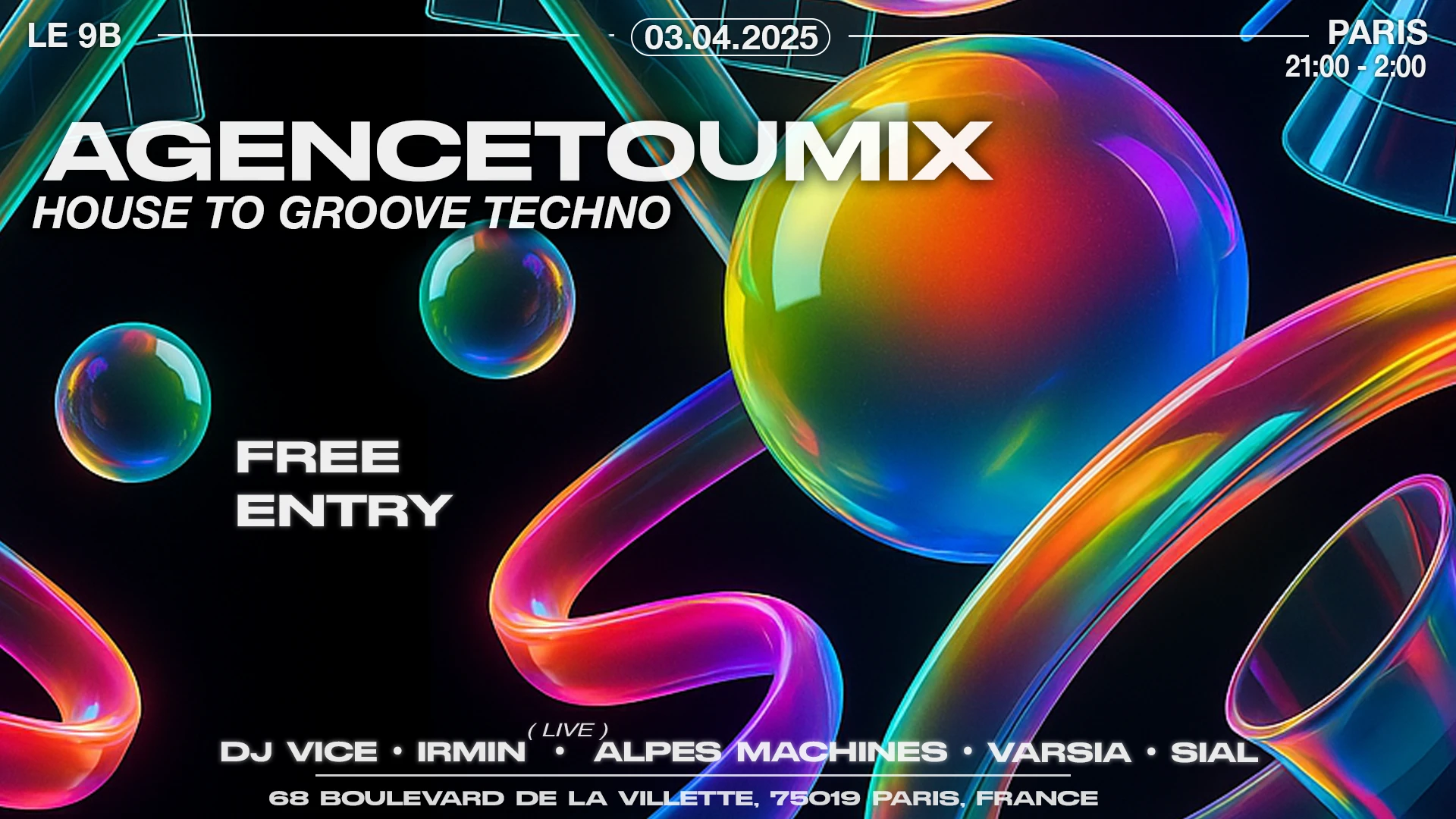 Collectif Agencetoumix @ Le 9b(Electro,House,Techno/Gratuit)