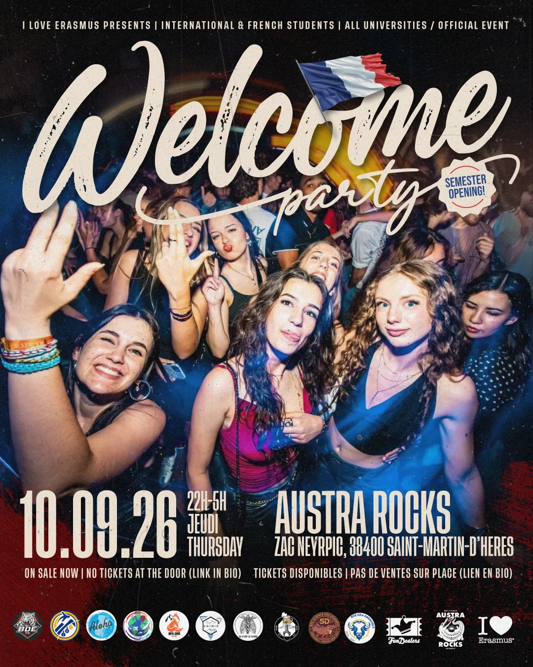 Welcome Party- International & French Students @Austra Rocks