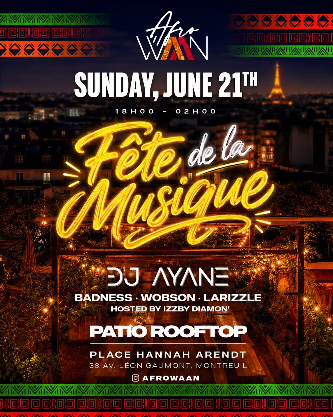 Afrowaan X Fete De La Musique X Rooftop Party